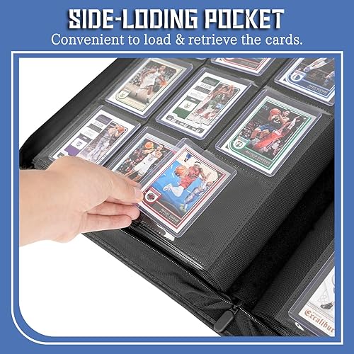 Miniatura 6 de WPGEAR Carpeta superior de 9 bolsillos, con capacidad para 360 cargadores superiores de 3 x 4 pulgadas de 35 puntos, álbum protector y con