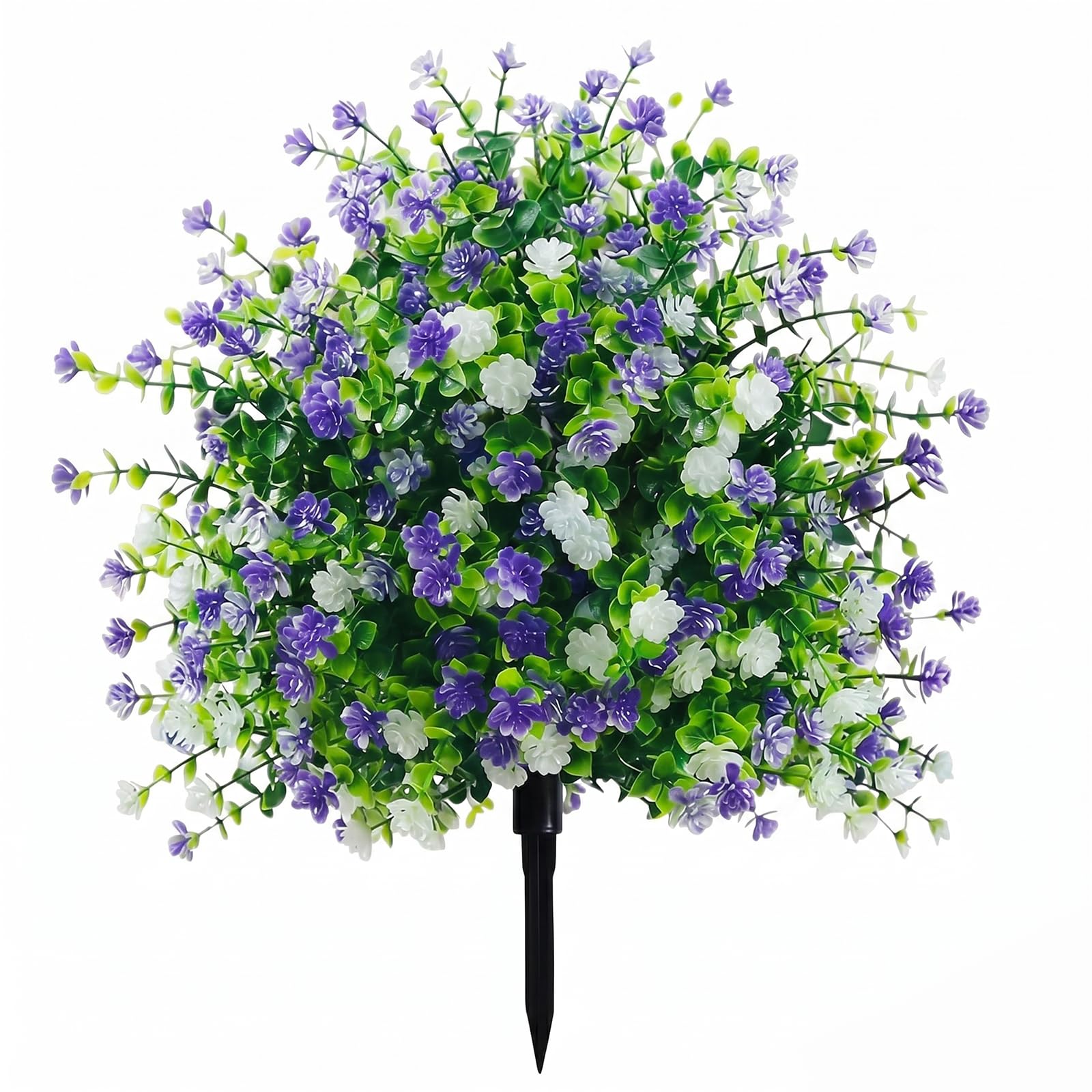 Artificial Potted Trees With Ground Stakes 45cm UV Resistant Faux Outdoor Flowers for Planters Realistic Artificial Bushes for Front Porch Garden Patio Yard Decor (2 pcs,Purple)