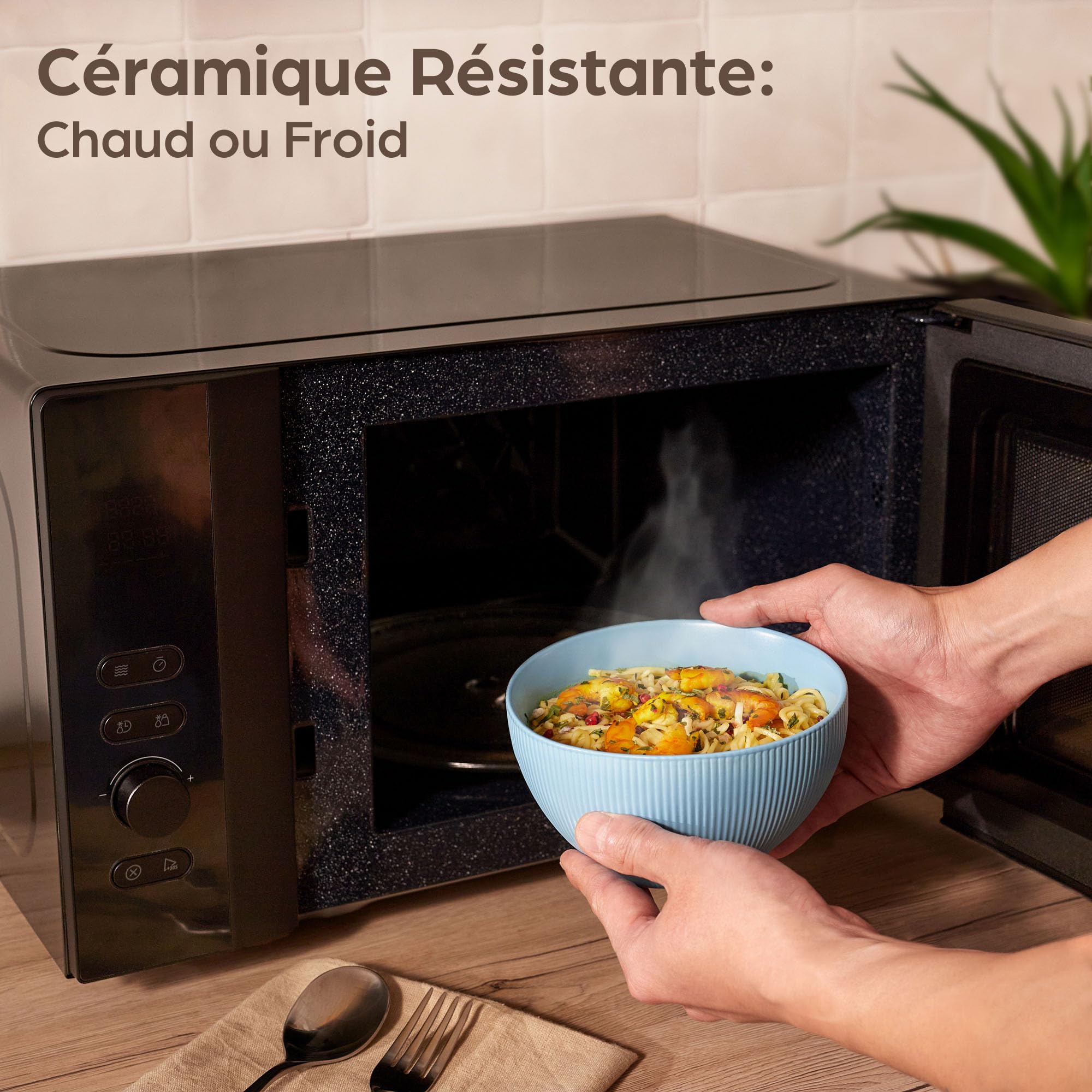Praknu 6 Bols en Céramique de 700 ml Colorée – Pour Petit-déjeuner, Céréales, Salades et Soupes – Résistants et Compatibles avec le Micro-ondes et le Lave-vaisselle – Bol En Céramique Colorée