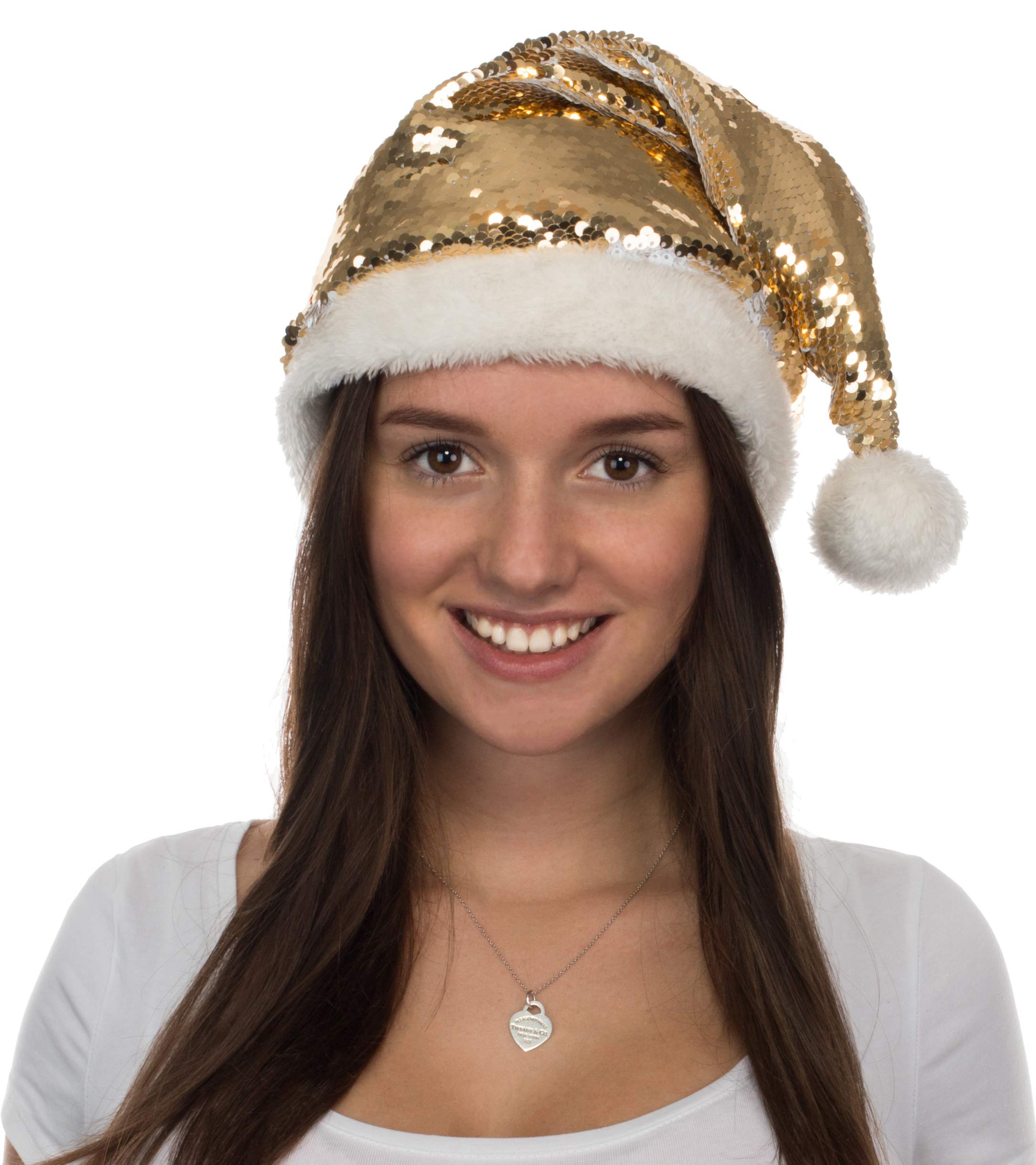 Generisch Weihnachtsmütze Kind Weihnachtsplüsch Silber Mit
