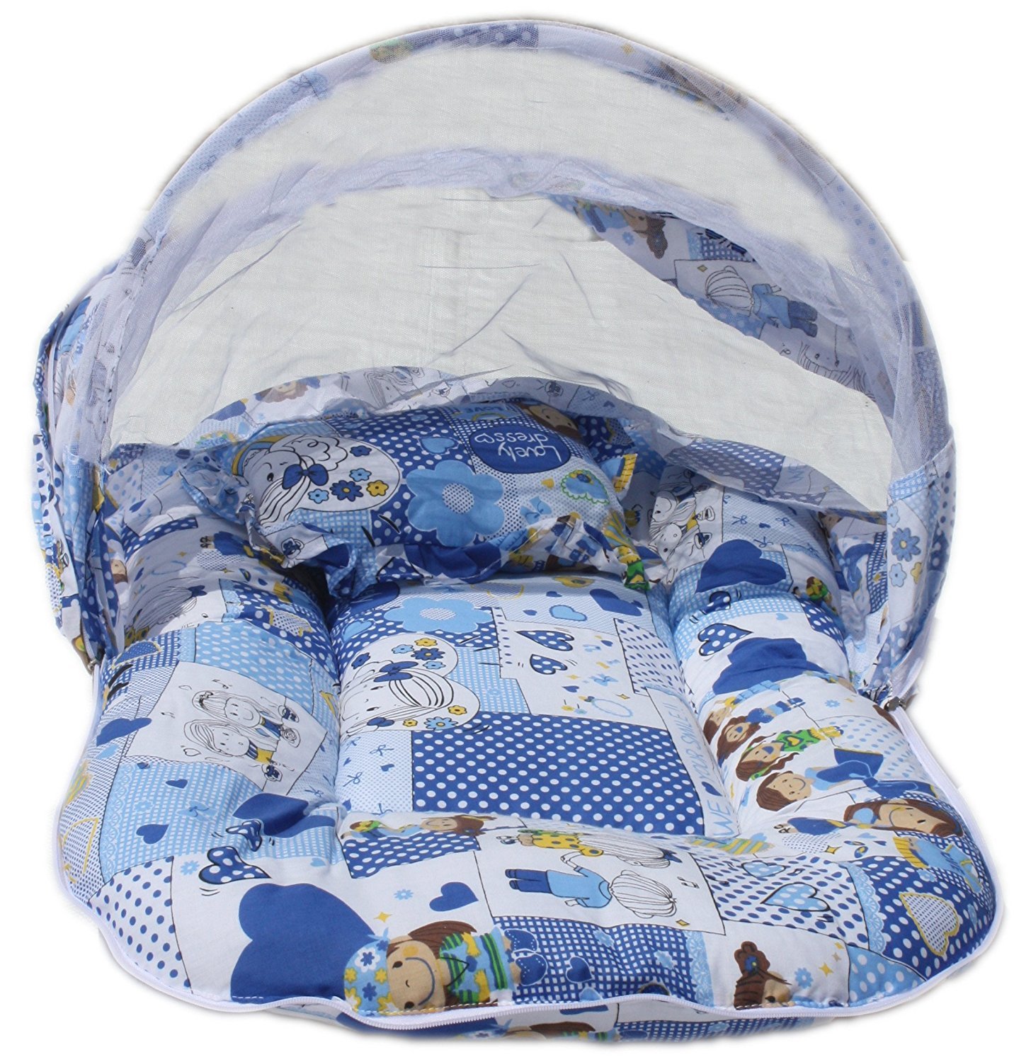 Amardeep Baby Mattress with Mosquito Net Collage Print Blue XL Size 90 * 55 * 6 cms - Image 2 thumbnail