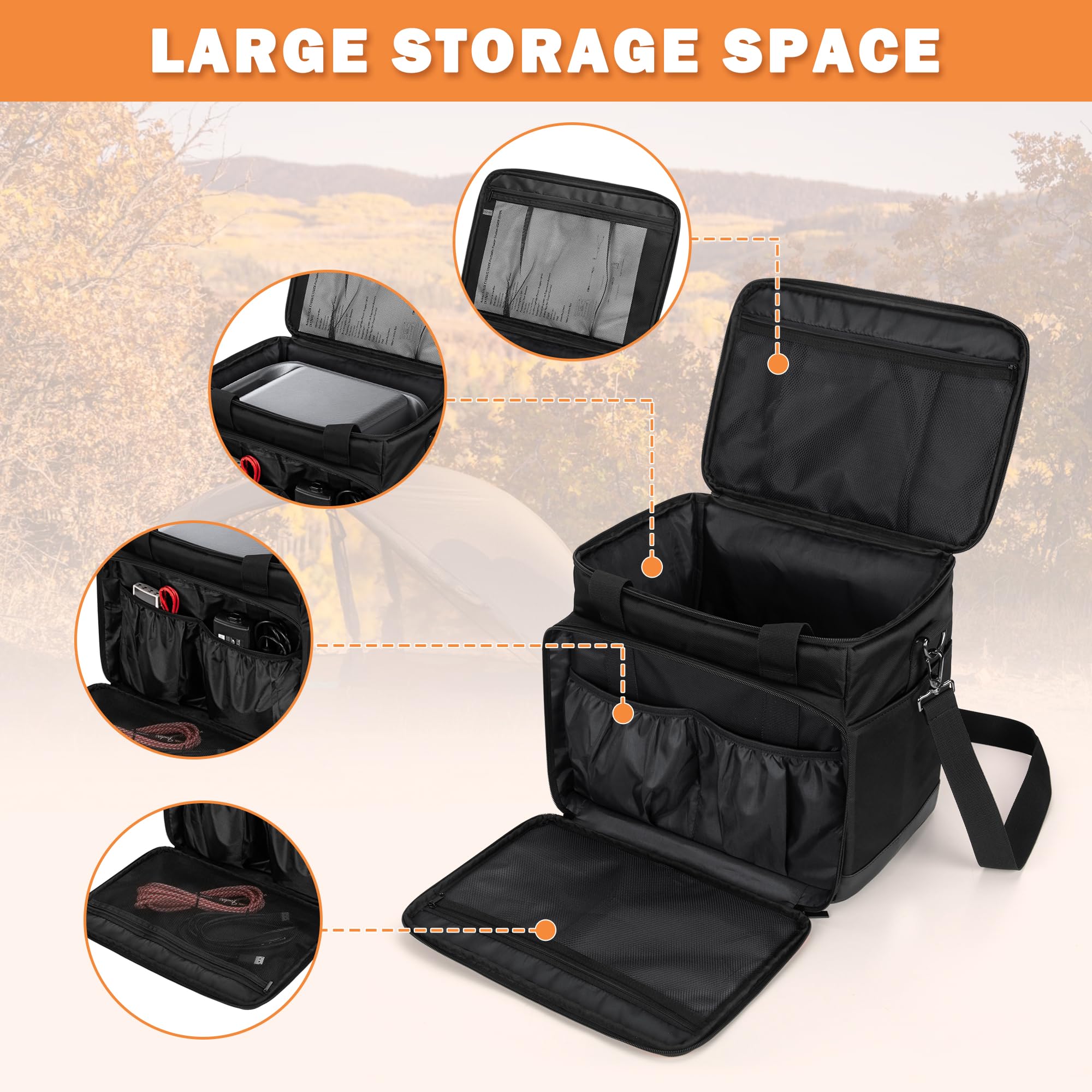 Trunab Borsa Batteria Compatibile con Anker SOLIX C1000/Jackery Explorer 1500, Custodia Compatibile con Waterproof PU Impermeabile e Tasche Frontali per Cavo di Ricarica e Accessori