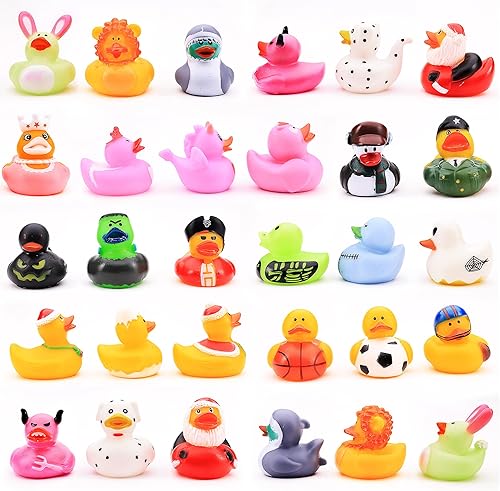 Surtido de juguetes de pato de goma, lindos patitos para niños, 25 piezas de juguetes de baño de patitos, patos de goma para piscina de playa,