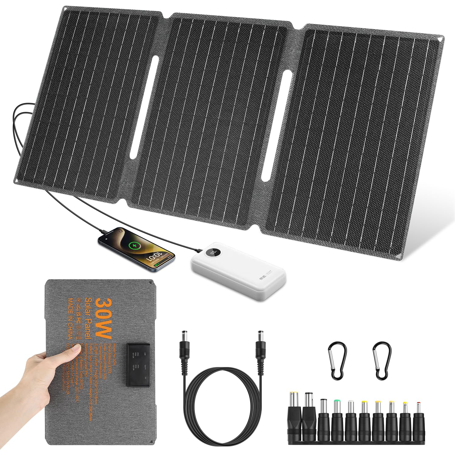 KWODE 30W Opvouwbaar Zonnepaneel - ETFE IP67 Solar Charger USB-C DC
