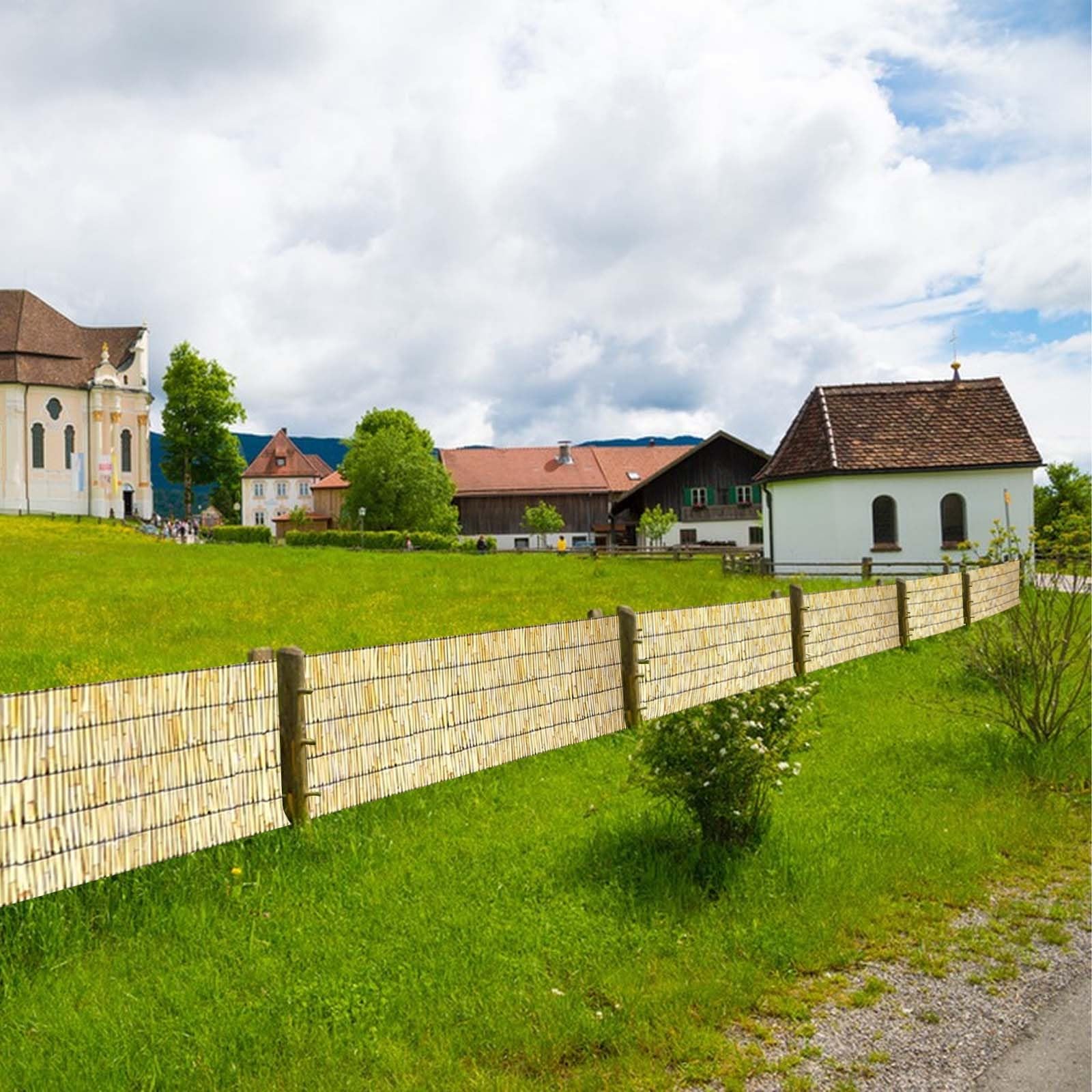 Bambusowy parawan prywatności, 61 x 700 cm, naturalny walcowany płot trzcinowy, na zewnątrz, podwórko, patio, dekoracyjne pokrycia zapewniające prywatność i dekorację