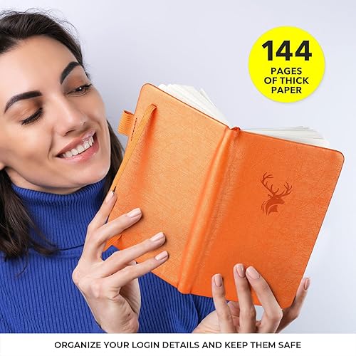 Miniatura 3 de Libro de contraseñas con pestañas alfabéticas, pequeño guardián de contraseñas con espacio adicional para cambiar la contraseña. Cuaderno de