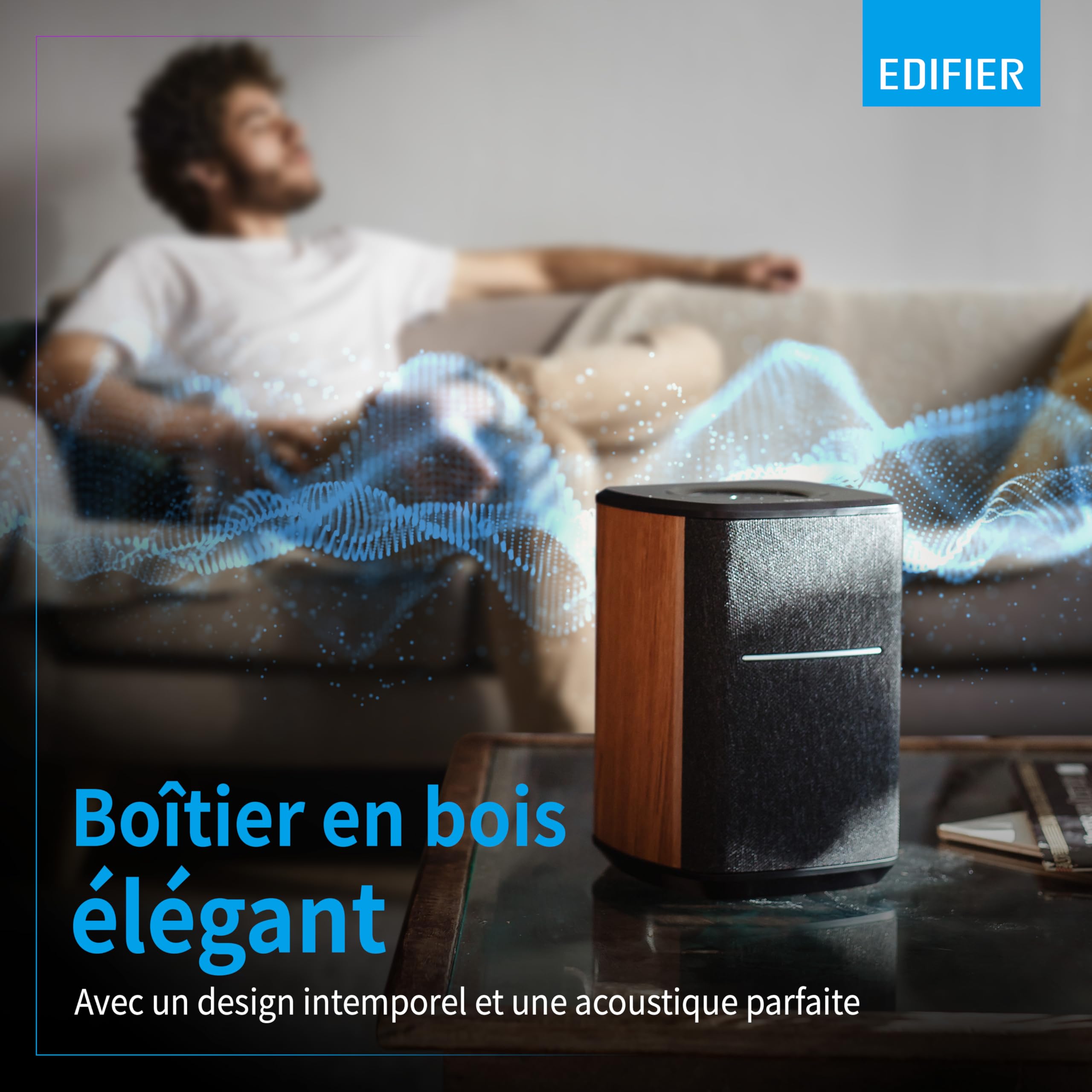 Edifier MS50A - Haut-Parleur WiFi Samrt avec Bluetooth et Fonction stéréo sans Fil Fonctionne avec Amazon Alexa, Apple AirPlay 2, Spotify, etc. Marron