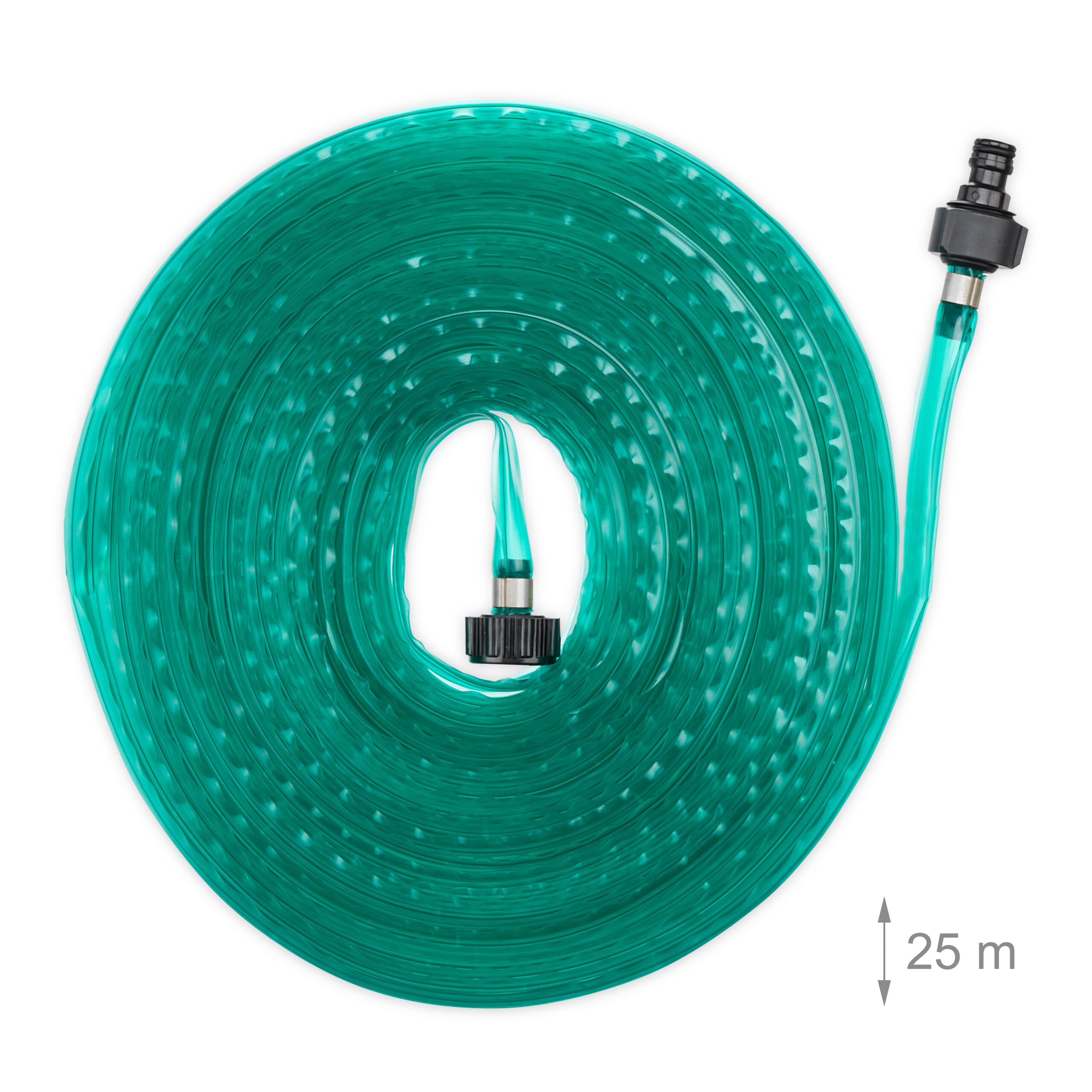 Relaxdays Tubo per Irrigazione a Goccia, 25 m, per Innaffiare Orto e Prato, Piatto, Tubicino Forato Gioccolatoio, Verde