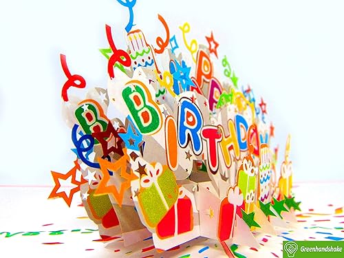 Miniatura 2 de Feliz cumpleaños, tarjeta desplegable, tarjetas de felicitación emergentes 3D, para cumpleaños  6 x 6 pulgadas