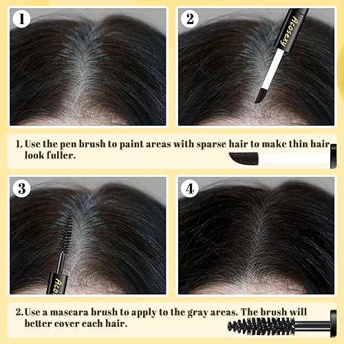 Miniatura 6 de Varita de retoque gris con brocha, cobertura rápida, rescate de retoque de raíz, rímel natural, resistente al agua, temporal, corrector gris para