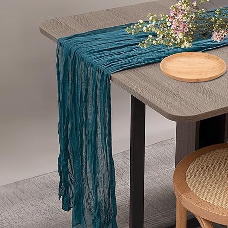 Teal Cheesecloth Table Runner 35 x 157 Inch Gauze Cheese Cloth Table Runner 13ft Long Boho Table Runner for Wedding Baby Bridal Shower Birthday Party Table Decorations Gauze Table Runner