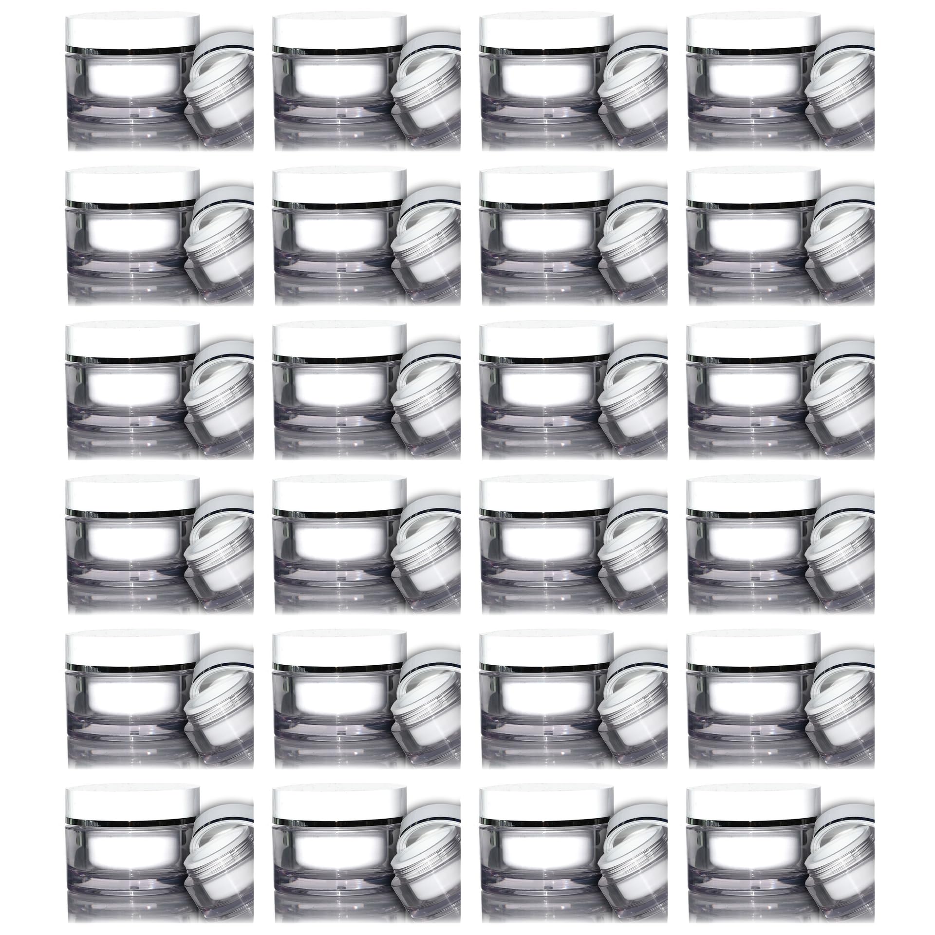 Juego de tarros de cosméticos de 30 ml, de plástico SAN, color blanco, con tapón de rosca, 24 unidades