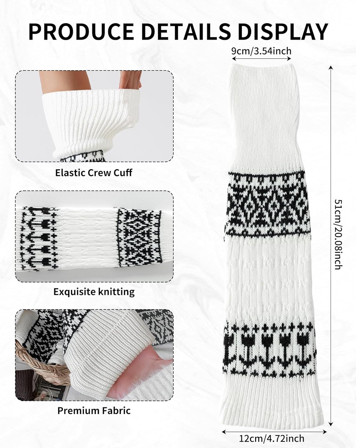 Yawlsow Leg Warmers for Women Girls Thick Knit Winter Slouch Long Socks Y2k 80s boho for Dance Party - Image 2