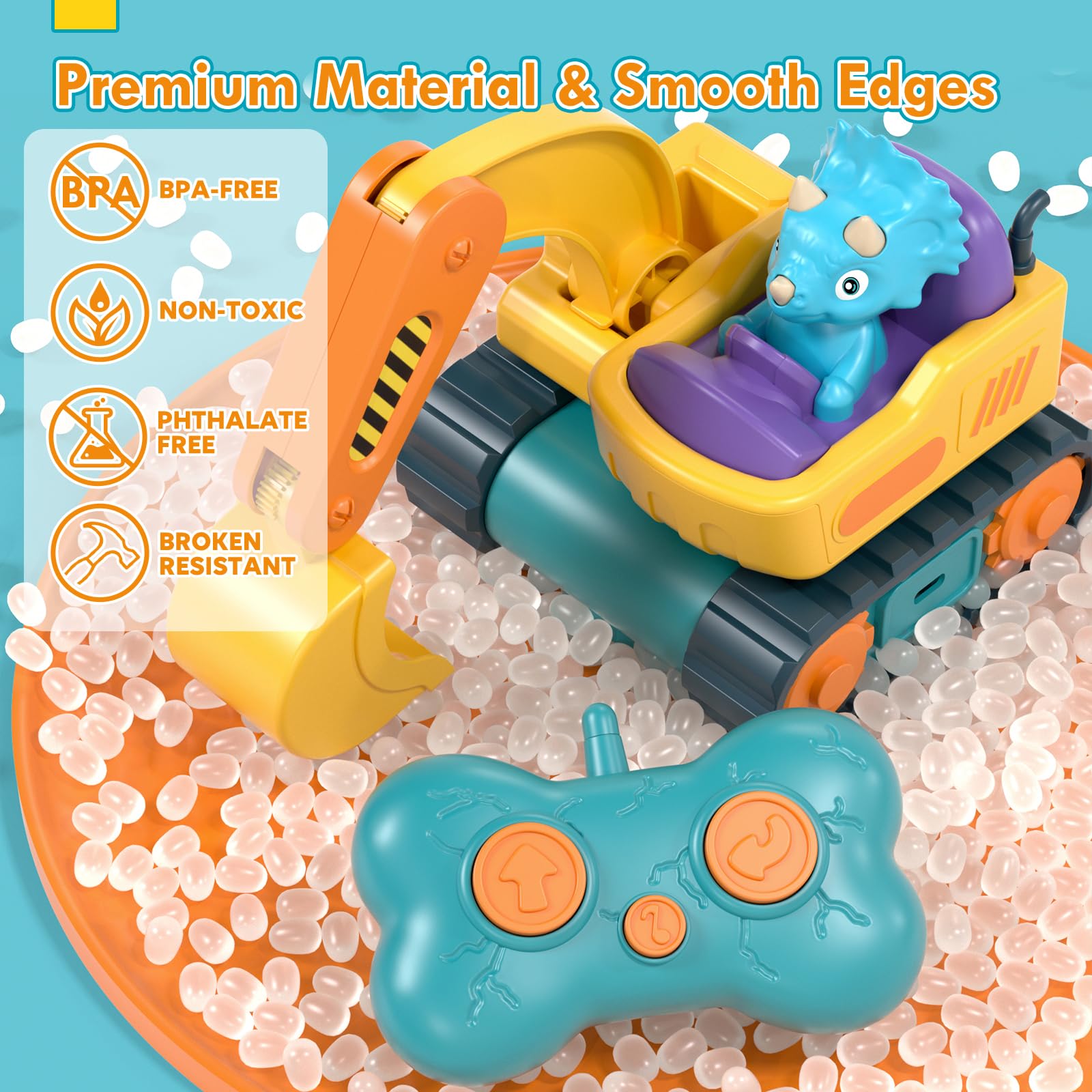 Auto a control remoto para niños pequeños, juguetes de excavadora RC para niños de 3 a 5 años, juguetes de construcción recargables para niños de 1, 2, 3 años 7