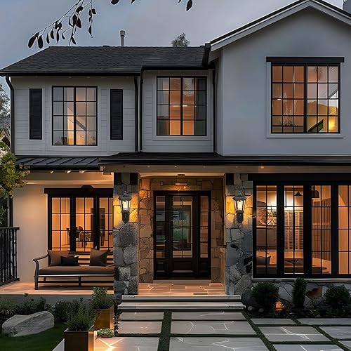 Miniatura 7 de Luces solares de pared para exteriores, iluminación exterior montada en la pared con control remoto, apliques solares LED del atardecer al amanecer,