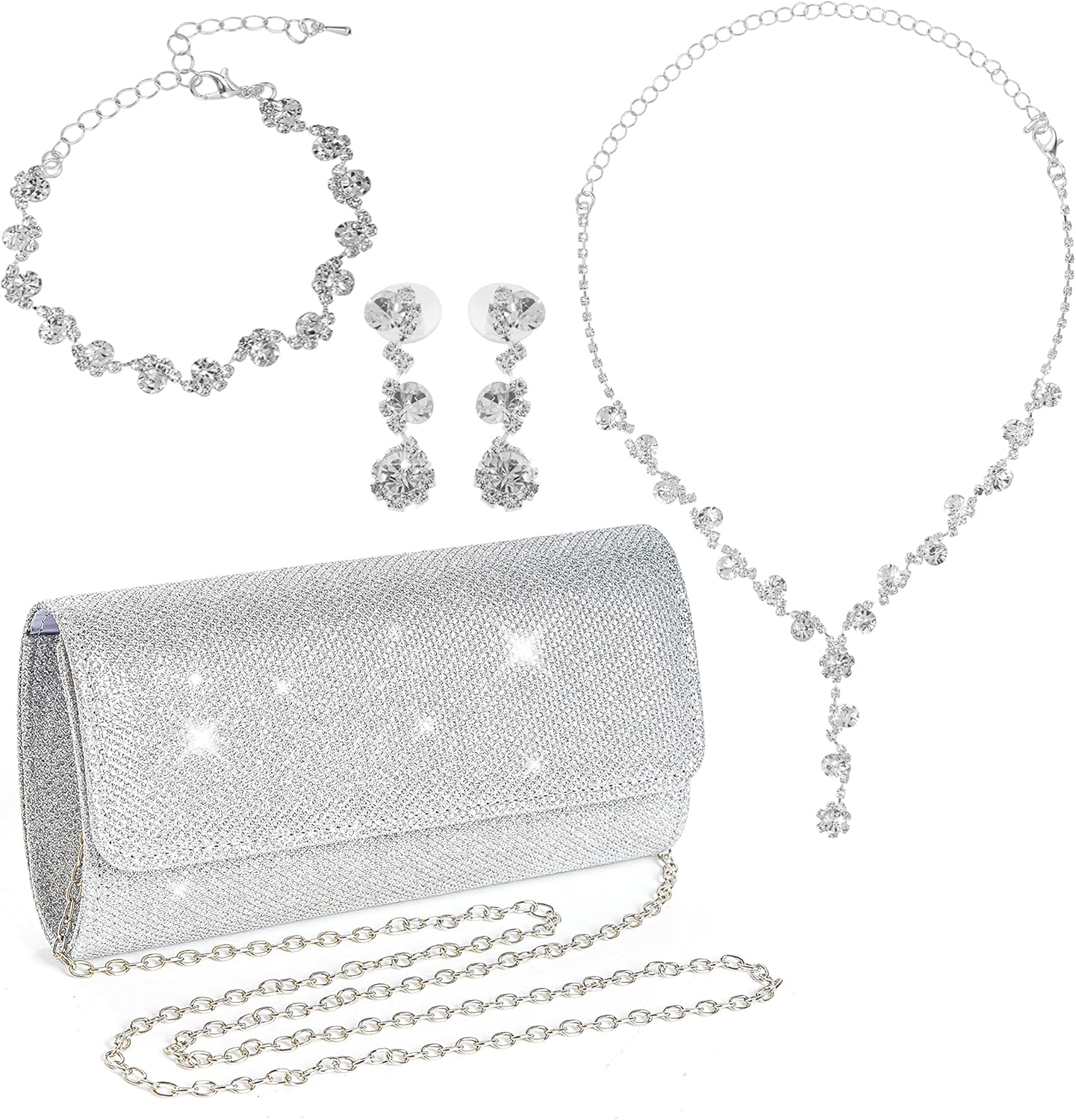 Rbenxia 4 Pieces Women Evening Rhinestone Jewelry Set...