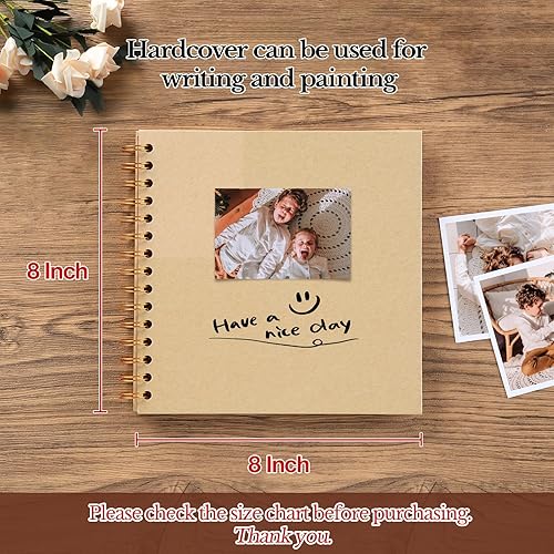 Miniatura 2 de potricher Álbum de recortes DIY de 8 x 8 pulgadas, 40 páginas, papel kraft de tapa dura, álbum de recortes, álbumes de fotos, libro de recuerdos