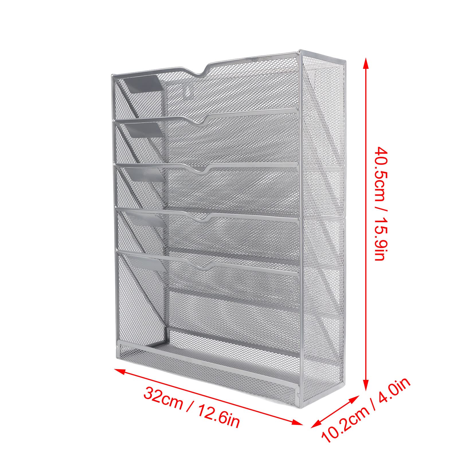 Alvinlite Organizzatore di File in Rete a 5 Livelli, Grigio, Organizer per File sospesi, Verticale, per Ufficio, casa