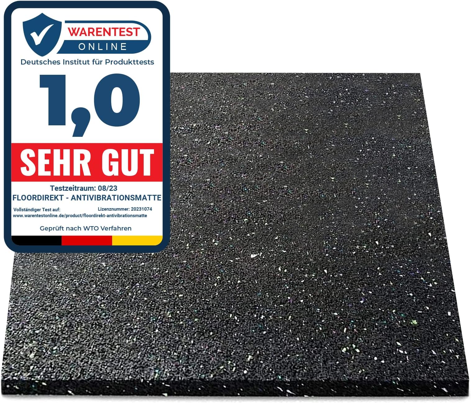 Floordirekt Premium anti-vibration mat 60 x 60 cm, made in Germany, for washing machine, dryer, etc., can be cut to size, available in 4 thicknesses (60 x 60 x 0.6 cm)