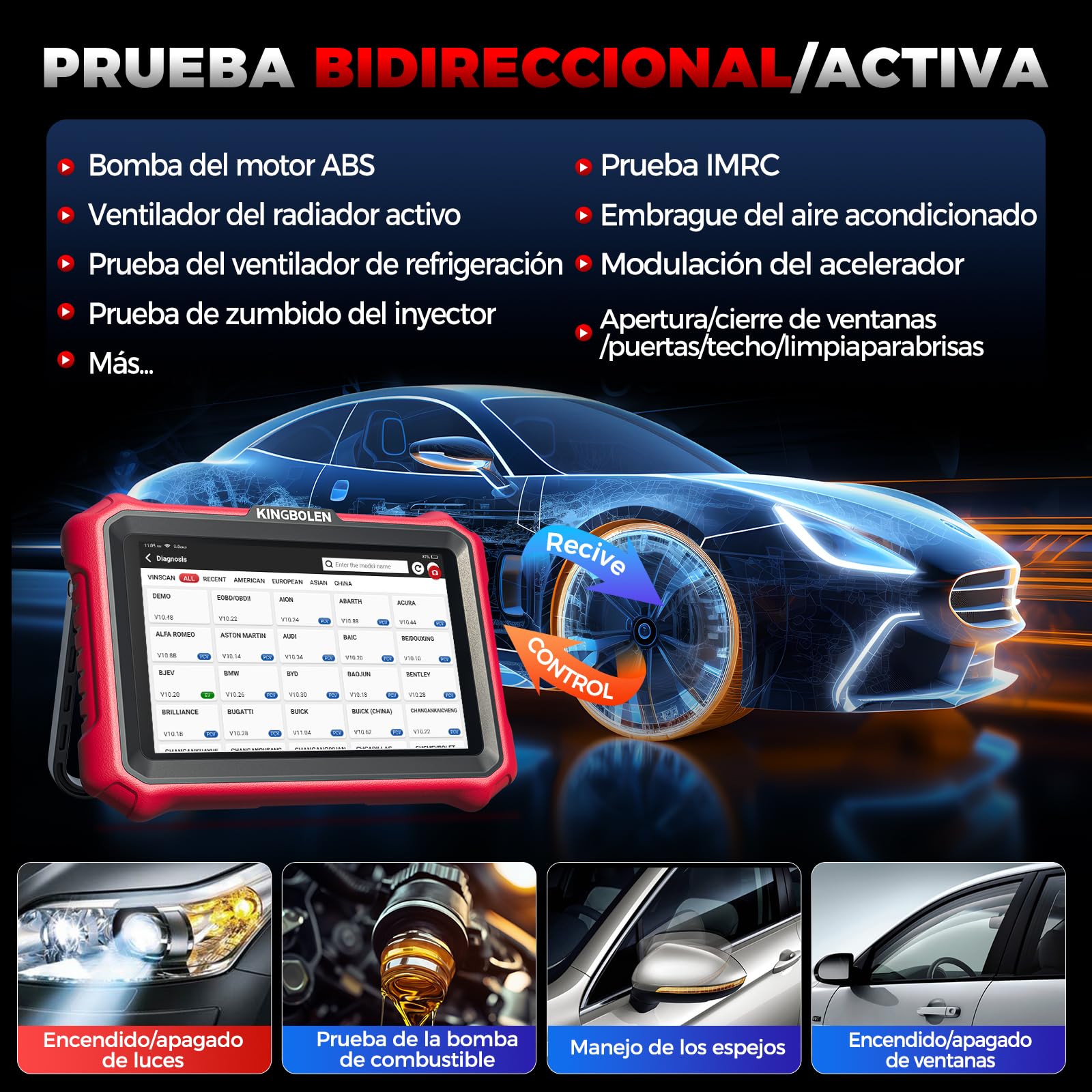 KINGBOLEN K8 Pro OBD2 Diagnosis Coche Multimarca, Bidireccional Maquina Diagnosis Coche, Codificación ECU Online,Sistema Completo Diagnosis 42+Reajustes, CANFD＆DOIP, FCA, Actualizaciones gratuitas