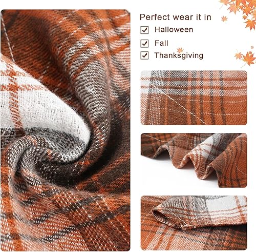 Miniatura 6 de E-Clover Collar de otoño para perro, bandana a cuadros para el día de Acción de Gracias, collar ajustable para perros XS y pequeños, regalo para