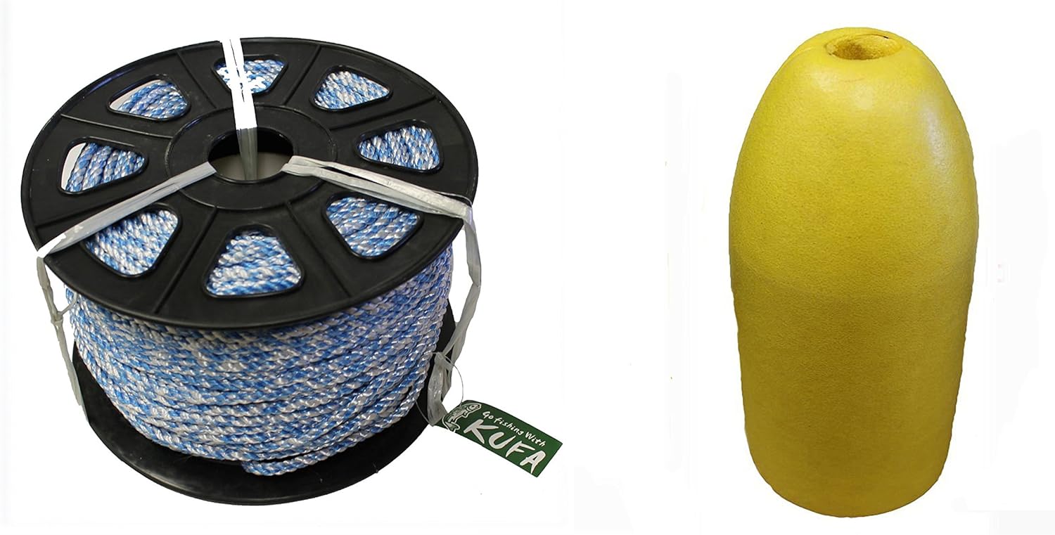 KUFA Sports Ø1/4" x 400' Non Lead Sinking Line and Yellow Flaot Combo for Prawn Trap (SL4+F13Y)