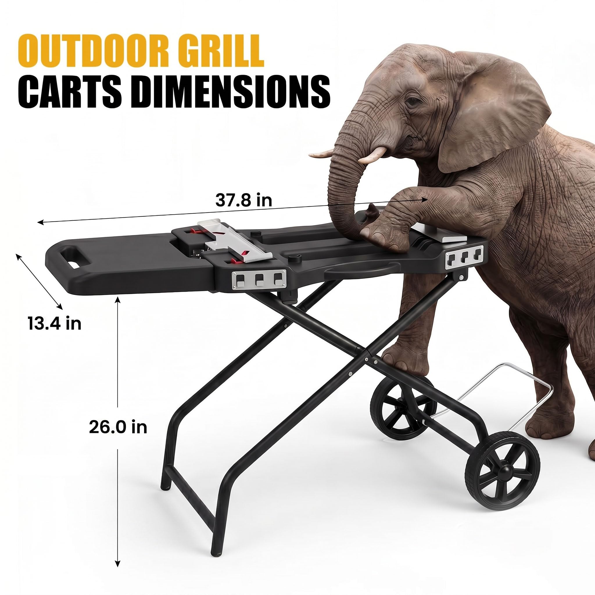 Carrello portatile per griglia Weber Q1200, Q1000, Q2200, Q2000, supporto pieghevole per griglie da tavolo Blackstone da 43,2 cm e 55,9 cm, carrello pieghevole portatile da esterno