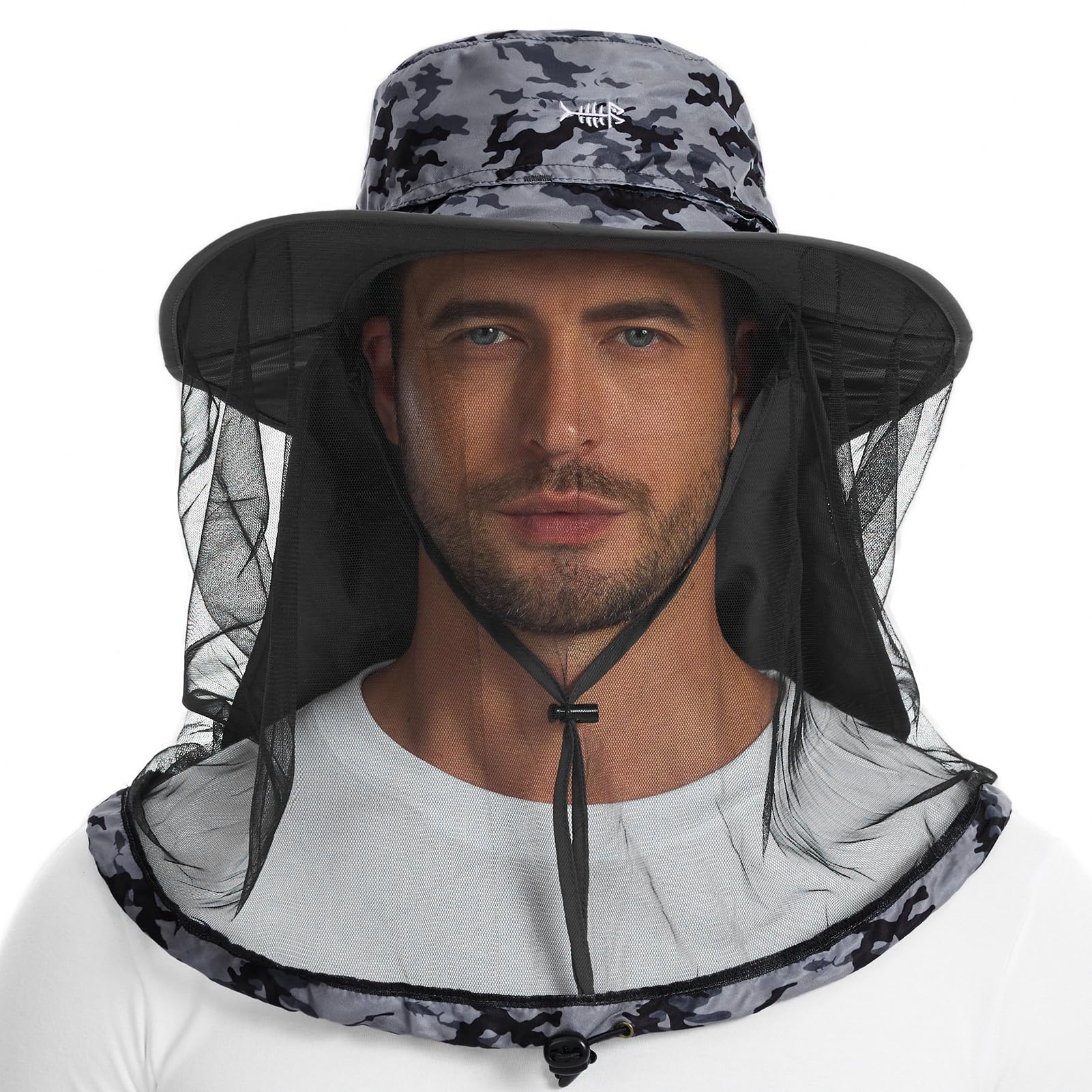 BASSDASH Unisex UPF 50+ Mosquito Net Hat with Neck Flap FH17