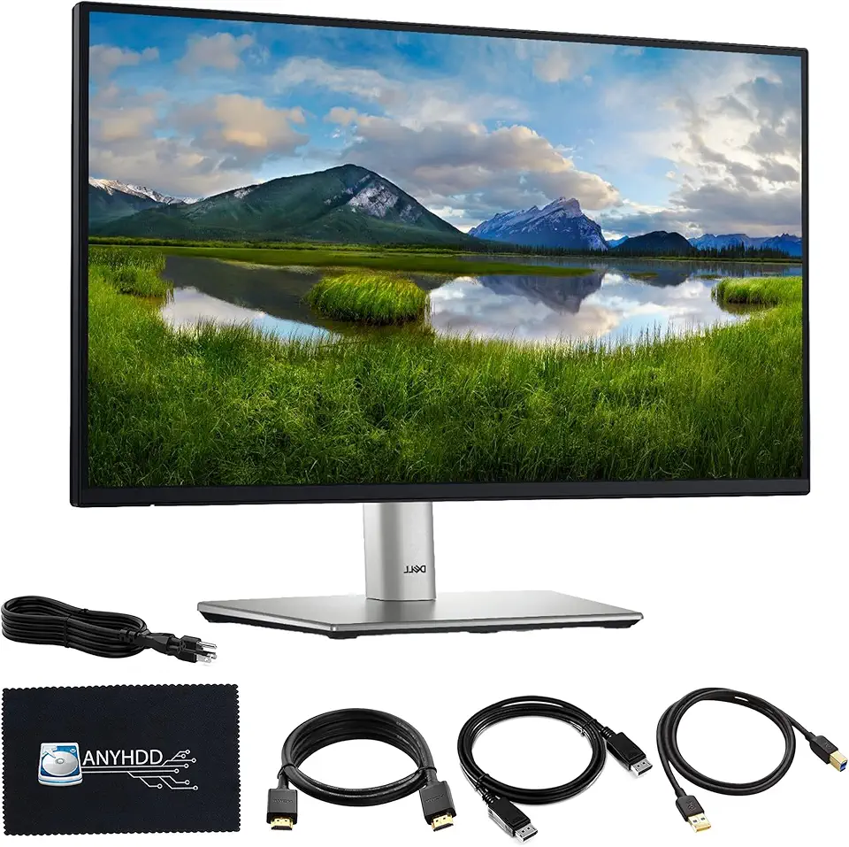 Dell P2725H 27&quot; Full HD 1920 x 1080 Monitor - 1 Year Warranty, Computer Monitor Screen Bundle with Power Cable + USB 3.0 Upstream Cable + Display Port Cable + HDMI Cable + Microfiber Cloth Included