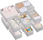Vtopmart 12Pack Drawer Organizer for Clothes, Underwear Organizer Bins, Foldable Fabric Closet Storage Organization, Dresser Drawer Dividers for Baby Clothing, Bra, Socks, Ties, Scarf