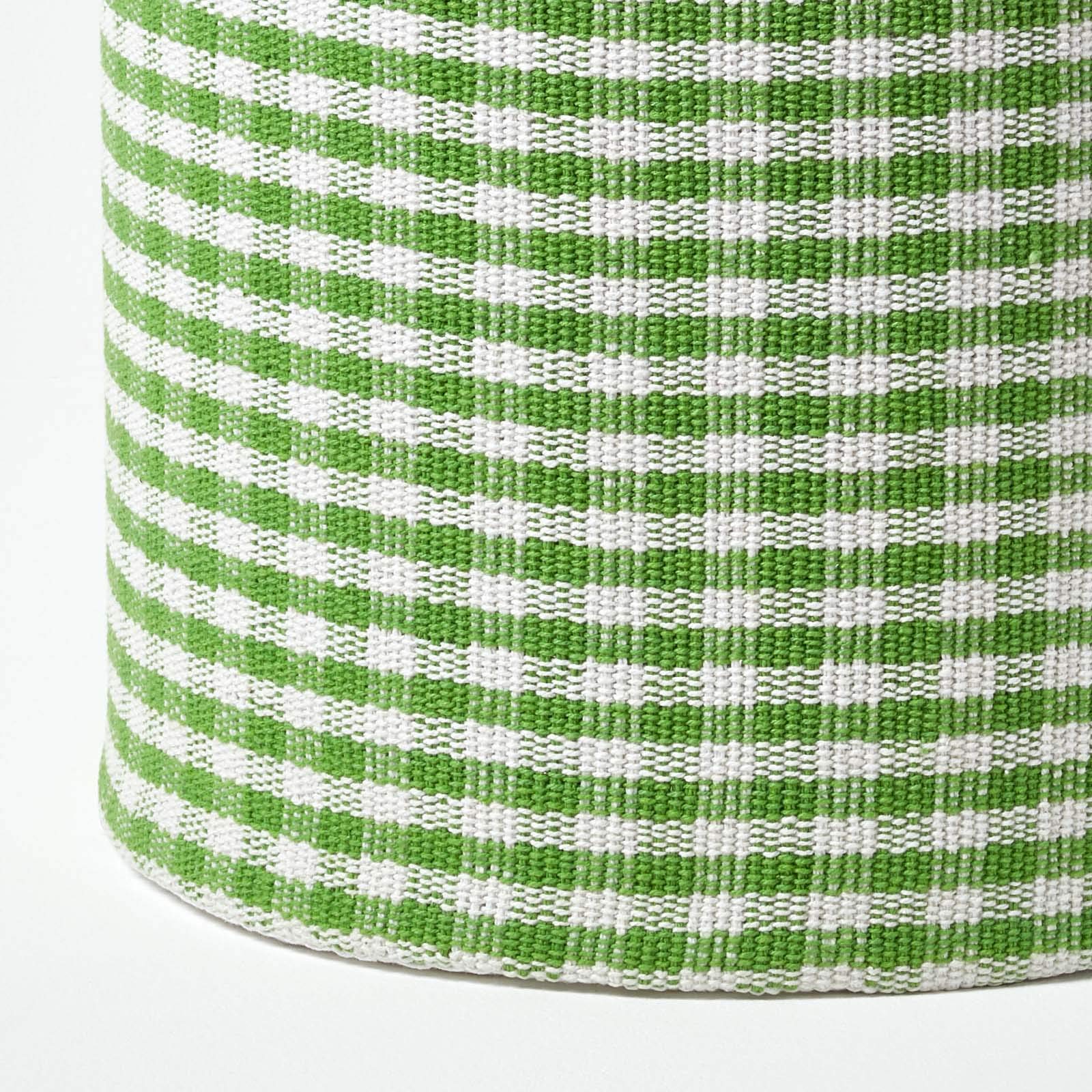 Runder Pouf Mit Vichy-Karo – Baumwollhocker 40x42 Cm Als Sitz- Oder Fußhocker In Grün-Weiß