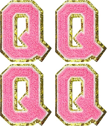 Miniatura 240 de Jongdari Letras termo-adhesivas de felpilla para ropa, parches de letras del alfabeto con brillantina para coser, con adhesivo planchado, 4