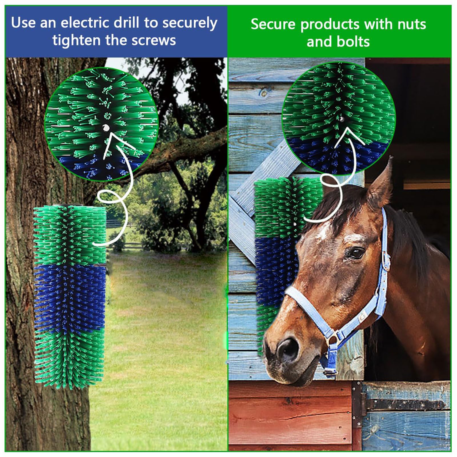 2 cepillos de ganado,Equine Scratcher Cepillo ,alivia la picazón,peinarse el cabello ,semicírculo ,resistente al desgaste,Reducen los Daños a las Instalaciones ,Para Caballos,Cabras,Ganado Vacuno