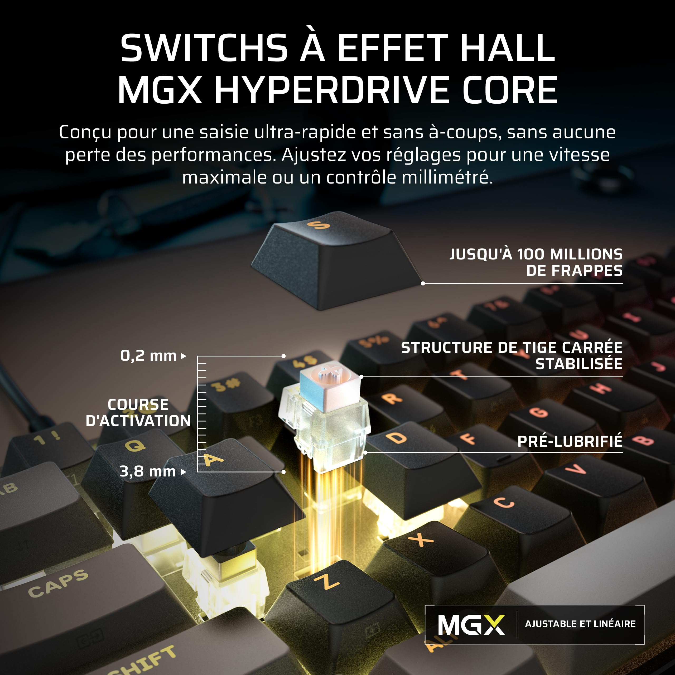 Corsair Clipper Pro Mini 60 Clavier Gaming FPS à Effet Hall – Noir | Disposition AZERTY FR, Rapid Trigger, SOCD, 8 000 Hz, Actionnement Réglable, IP57 Étanche, Filaire, RGB, Pour PC et Mac