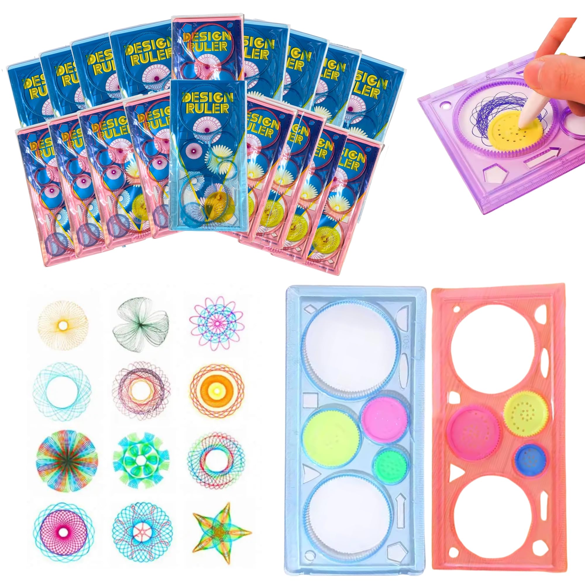 Birthday Popper Spiral Spirograph Geometric Design Ruler As Birthday Return Gift For Kids Of All Ages -Set Of 20,Multicolour