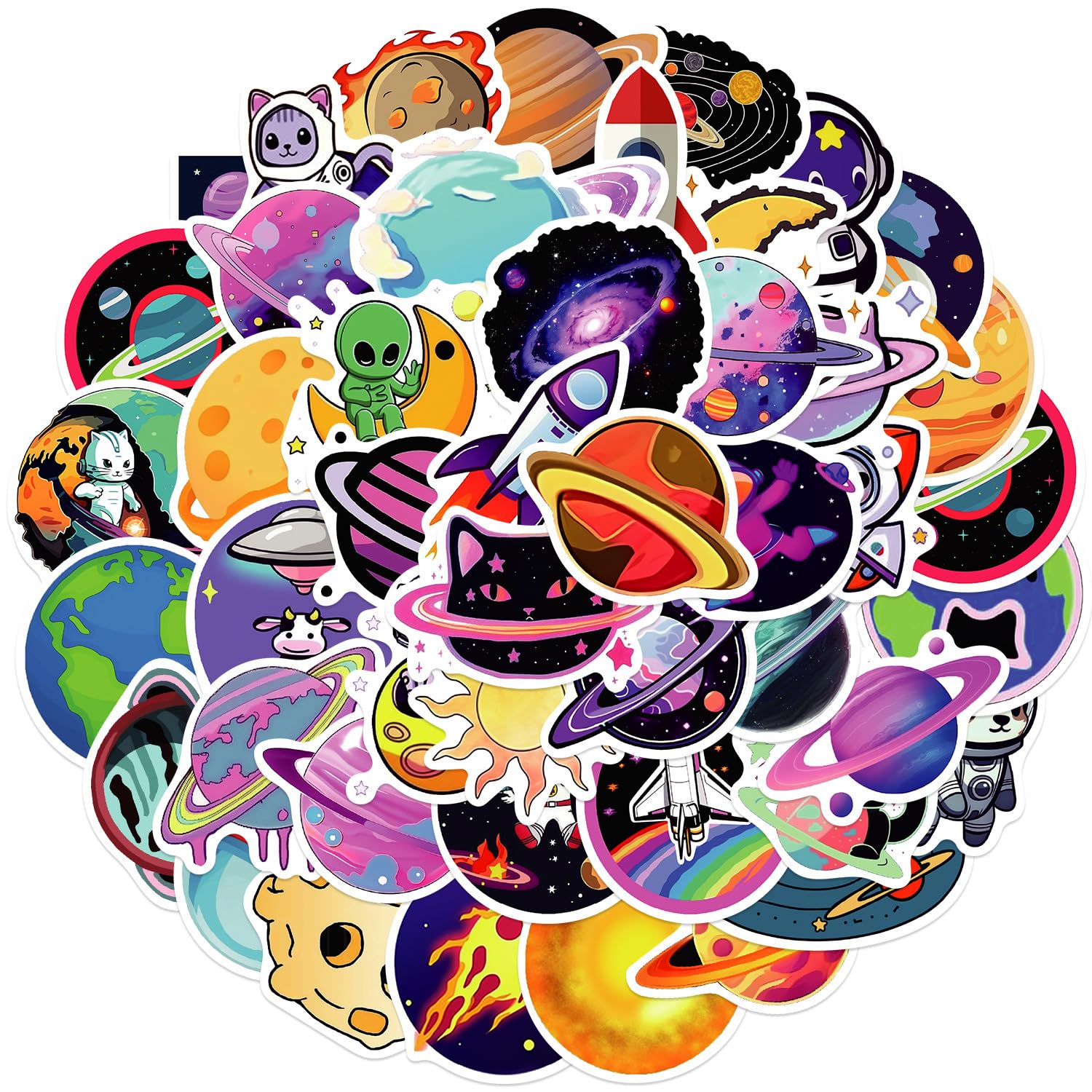 AUCEKO Animal Planet 50PCS Multicolor Vinyl Whimsical Cartoon Sticker Pack for Kids, Teens, Laptop, Water Bottle, Skateboard, Car, Bike