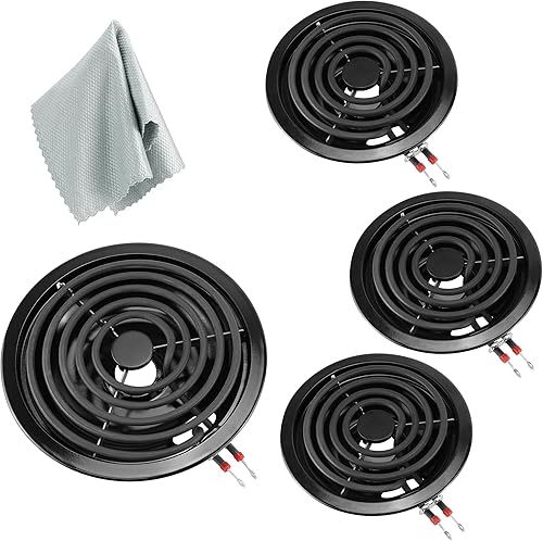 Fetechmate - Juego de bandeja de goteo de porcelana negra y quemador eléctrico MP31YA, compatible con la gama eléctrica Frigi-daire Ken-more