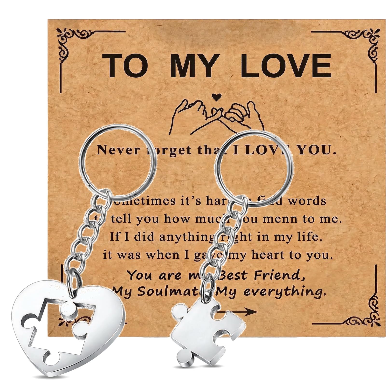 Aikobaa Silvery White 2Pcs Couples Keyrings Matching Keychains Love Keyring, Valentine's Day Romantic Gifts For Him Her, Gifts For Boyfriends Birthday, Couple Gifts For Him And Her.