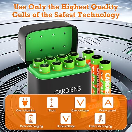 Miniatura 6 de Baterías AA recargables con cargador rápido de 1.5 V, baterías de litio triple a de 3500 mWh de alta capacidad, pilas de litio AA recargables AA con