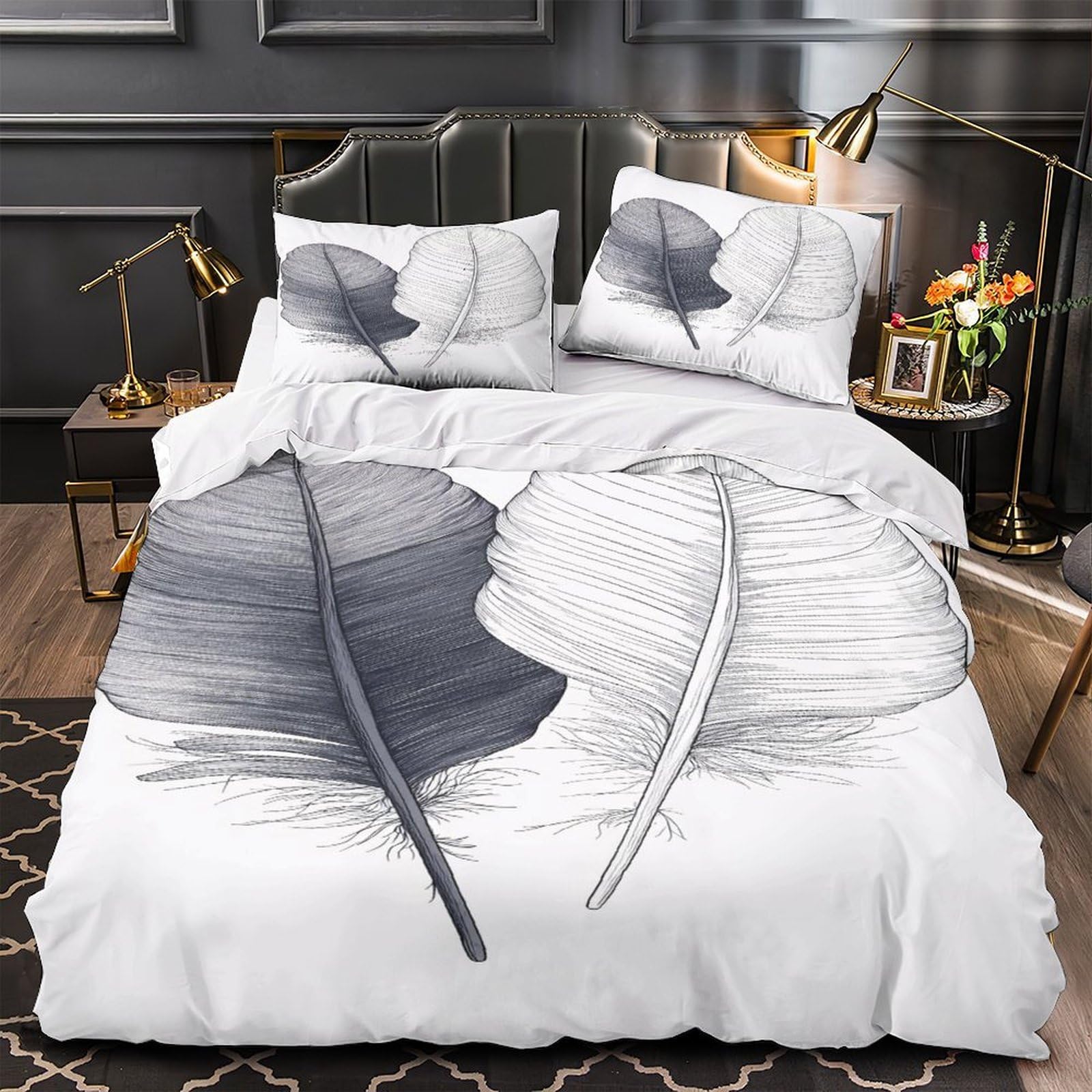 Housse de couette microfibre résistante effet 3D aquarelle avec fermeture éclair