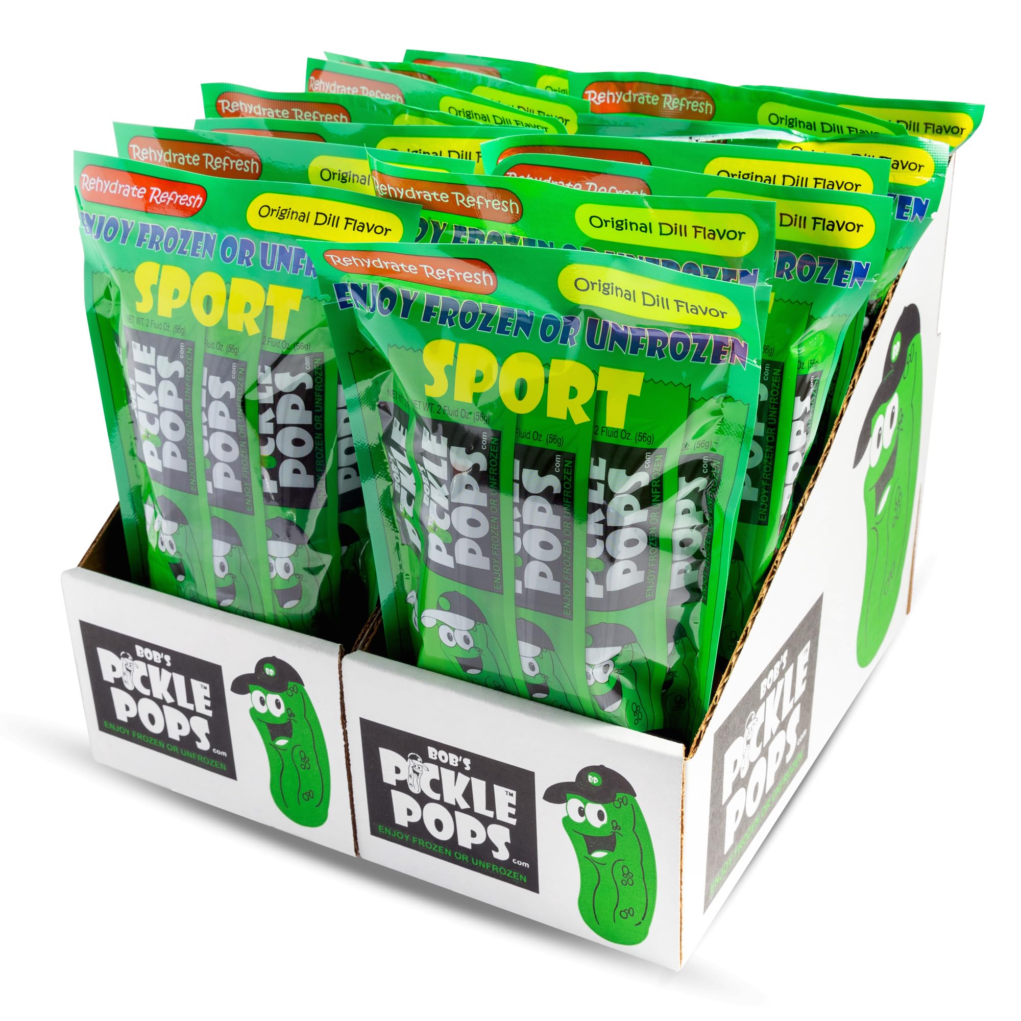 Bob's Pickle Pops - Original Dill Juice Flavor Ice Pops - Pre Workout Freeze Pops - Electrolyte Cramp Relief 84 Pops (Six count pack of fourteen)