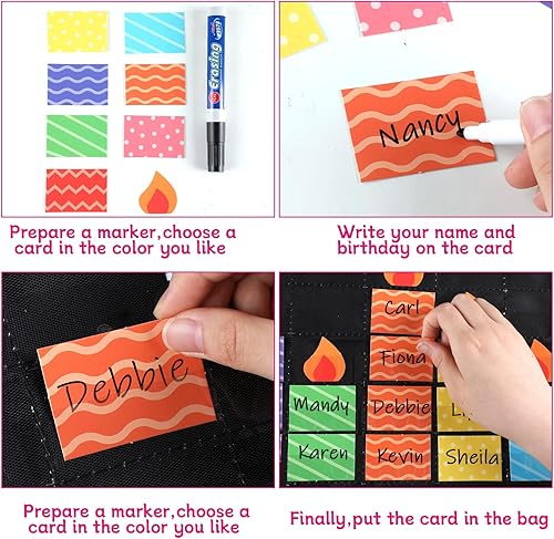 Miniatura 10 de Tabla de bolsillo de feliz cumpleaños, calendario de cumpleaños, tablero de anuncios, tablero de anuncios para decoración de calendario educativo