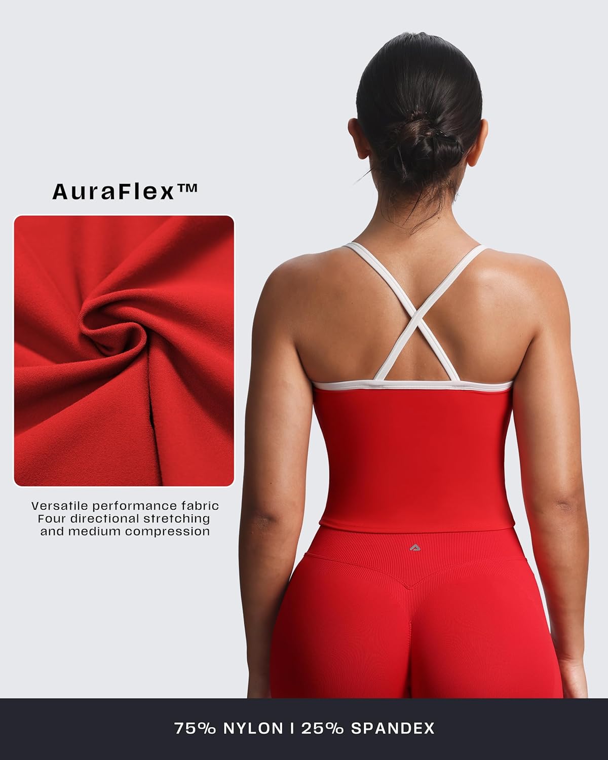 Aoxjox Women's Workout Sleeveless Color Block Lexi Tank Tops Contrasting Strap Cross Back Yoga Curve Longline Crop Top - Image 4