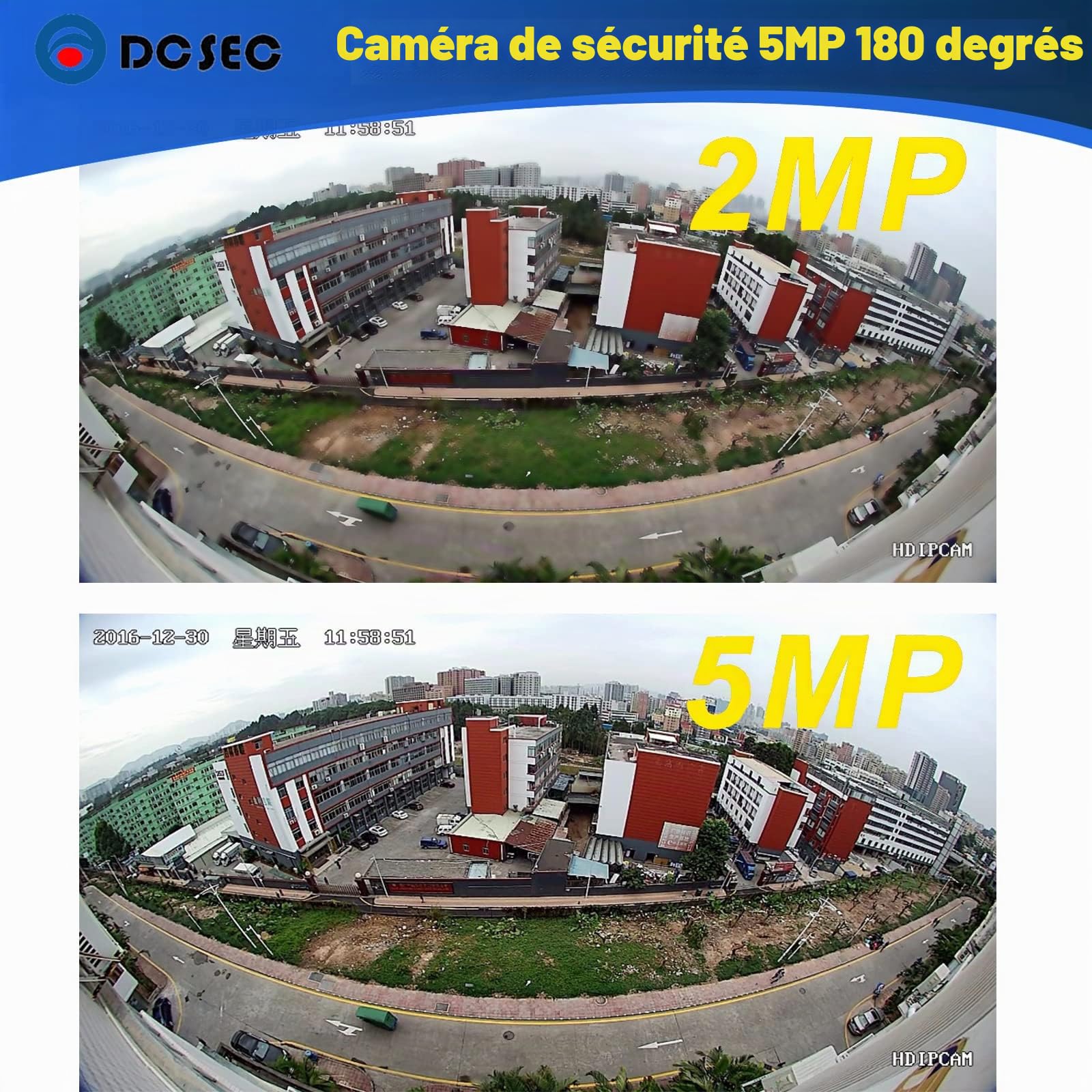 Caméra de sécurité à dôme à Angle Large 5 MP 4 MP 4 MP 180 degrés HD-TVI/CVI/AHD/960H analogique 4 en 1 HD Surveillance CCTV 1,7 mm Fisheye Objectif extérieur/intérieur IR Vision Cam