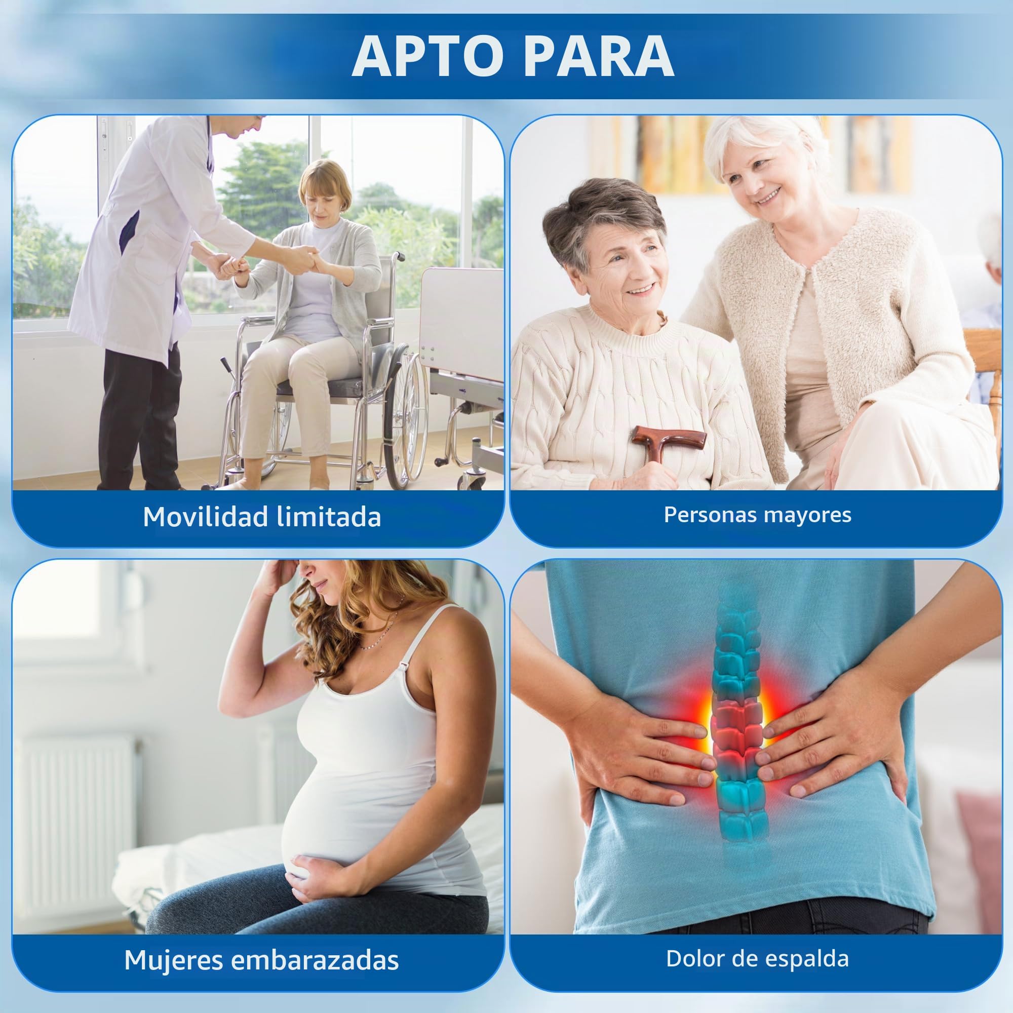 Kekoy Kit de Recuperación Postoperatoria de Cadera 8 Piezas, movilidad limitada, ancianos: agarrador, ayuda para calcetines, calzador, elevador de piernas, esponja de baño, rascador de espalda (azul)