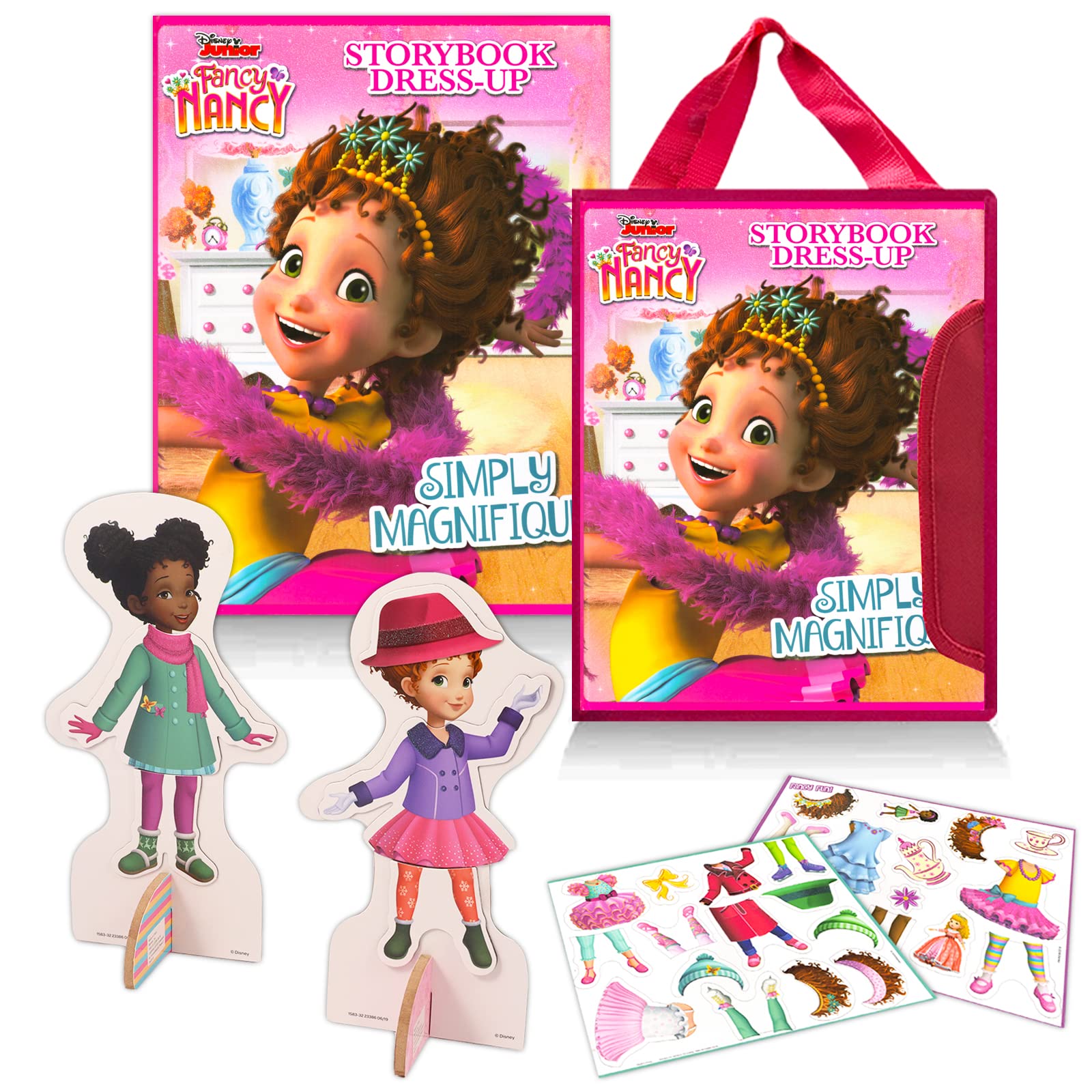 Fancy Nancy Magnetic Dress Up Doll Figures Set with 38 Magnetic Accessories, Storybook, Scene Book, and Tote Bag
