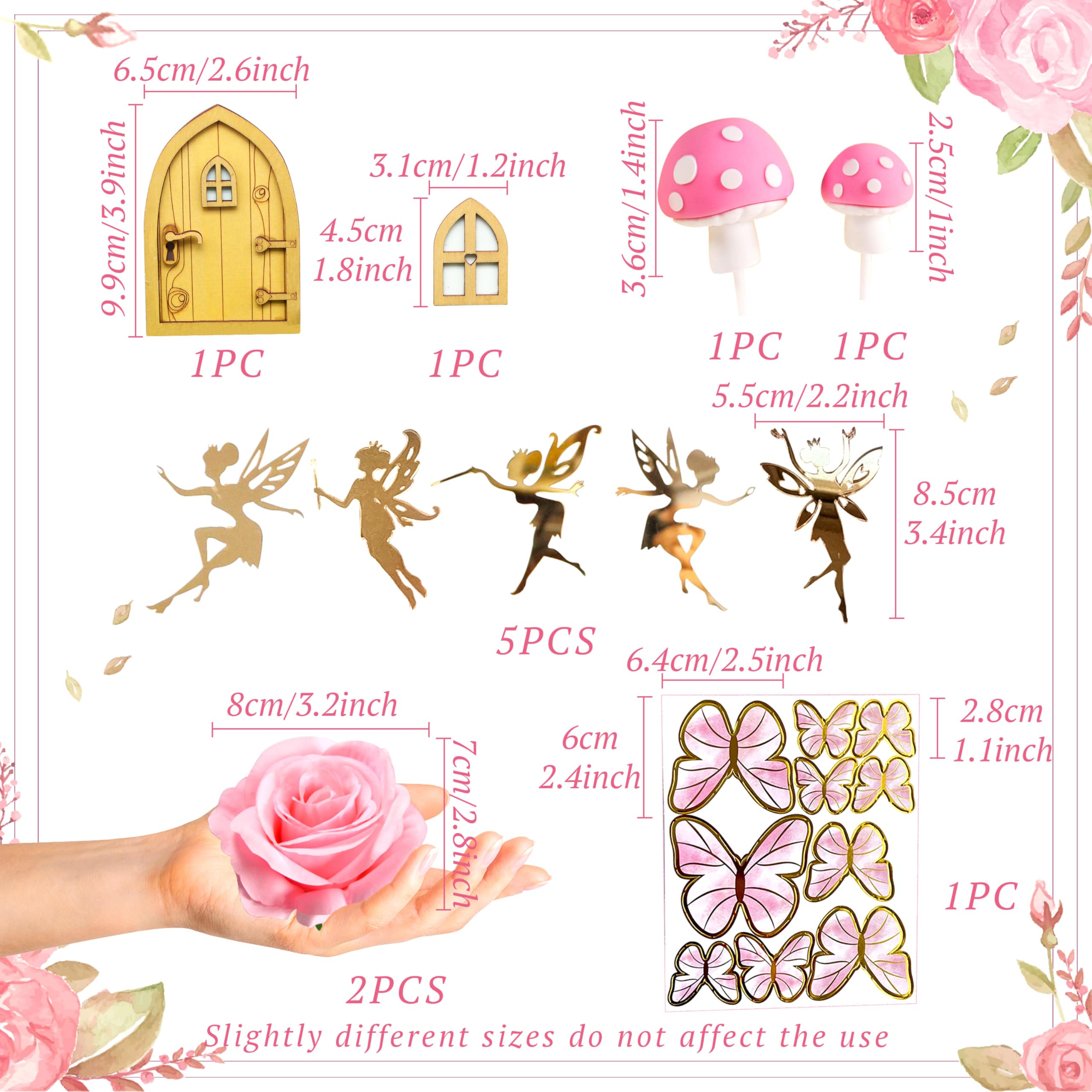 JeVenis Pink Fairy Cake Decoration Mushroom Cake Decoration Fairy Cake Decoration Garden Fairy Cake Decoration Fairy Party Supplies Fairy Party Favors