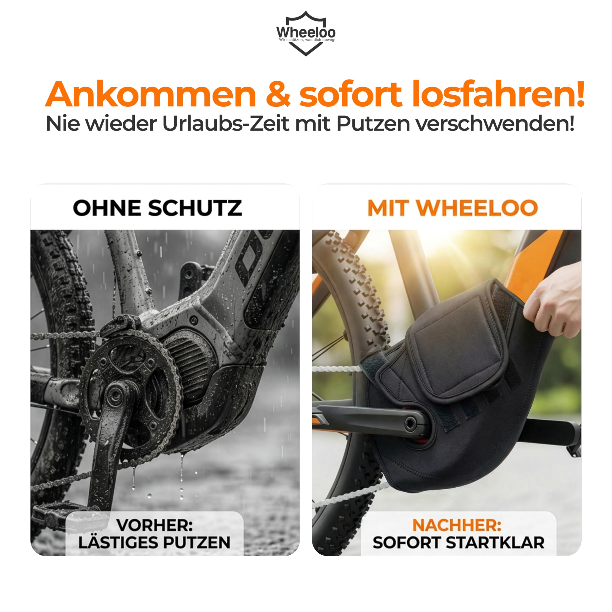 NEU E-Bike Motor Schutzhülle universale Passform I Transport Schutz für Fahrradträger I Motorschutz Abdeckung passend für Bosch, Brose, Shimano, Yamaha, Specialized ebike I E Bike Regenschutz WHEELOO