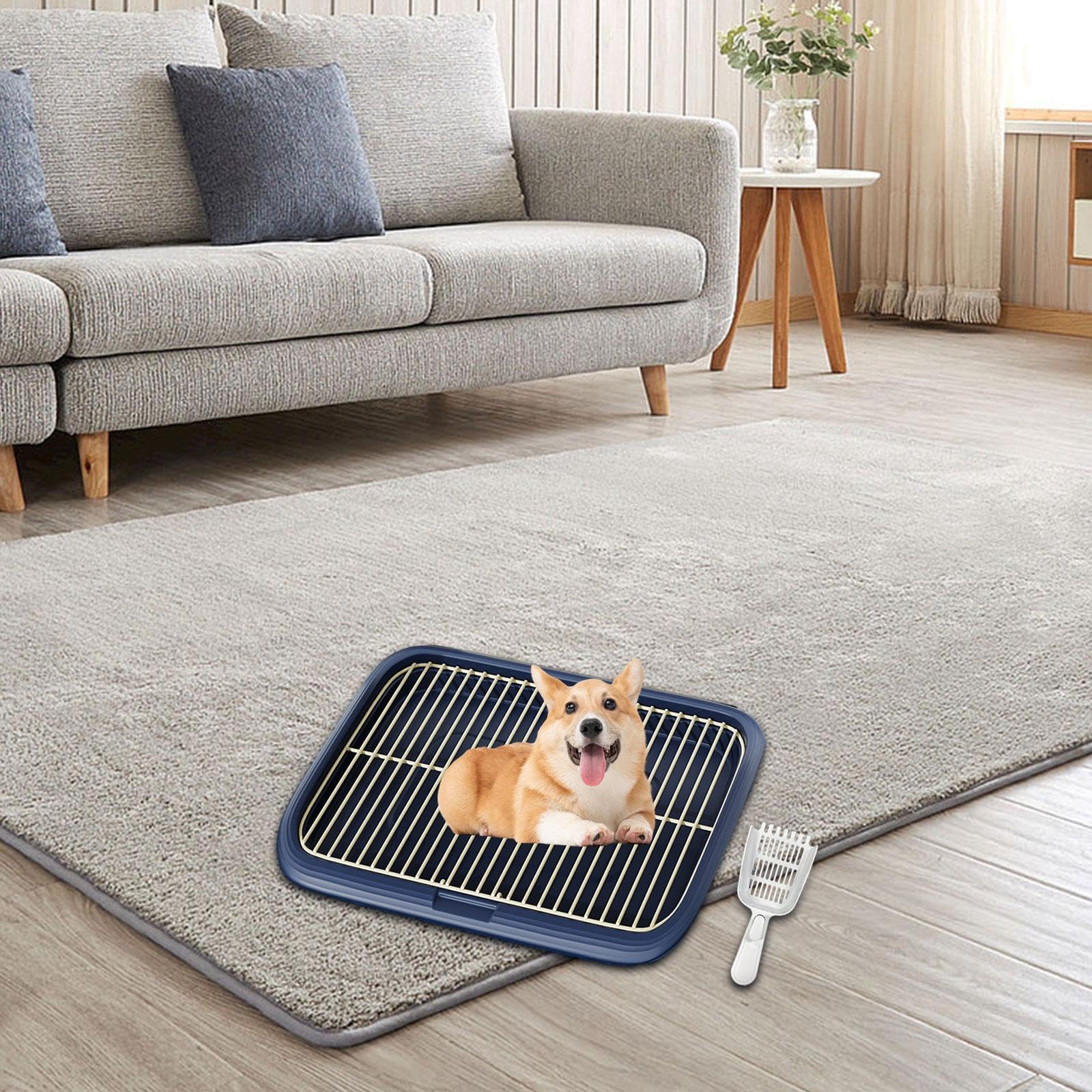 Bandeja para IR al baño para Perros con, Azul Oscuro, SG | que proporciona estabilidad para el entrenamiento de cachorros en interiores y exteriores. Bandeja de entrenamiento para ir
