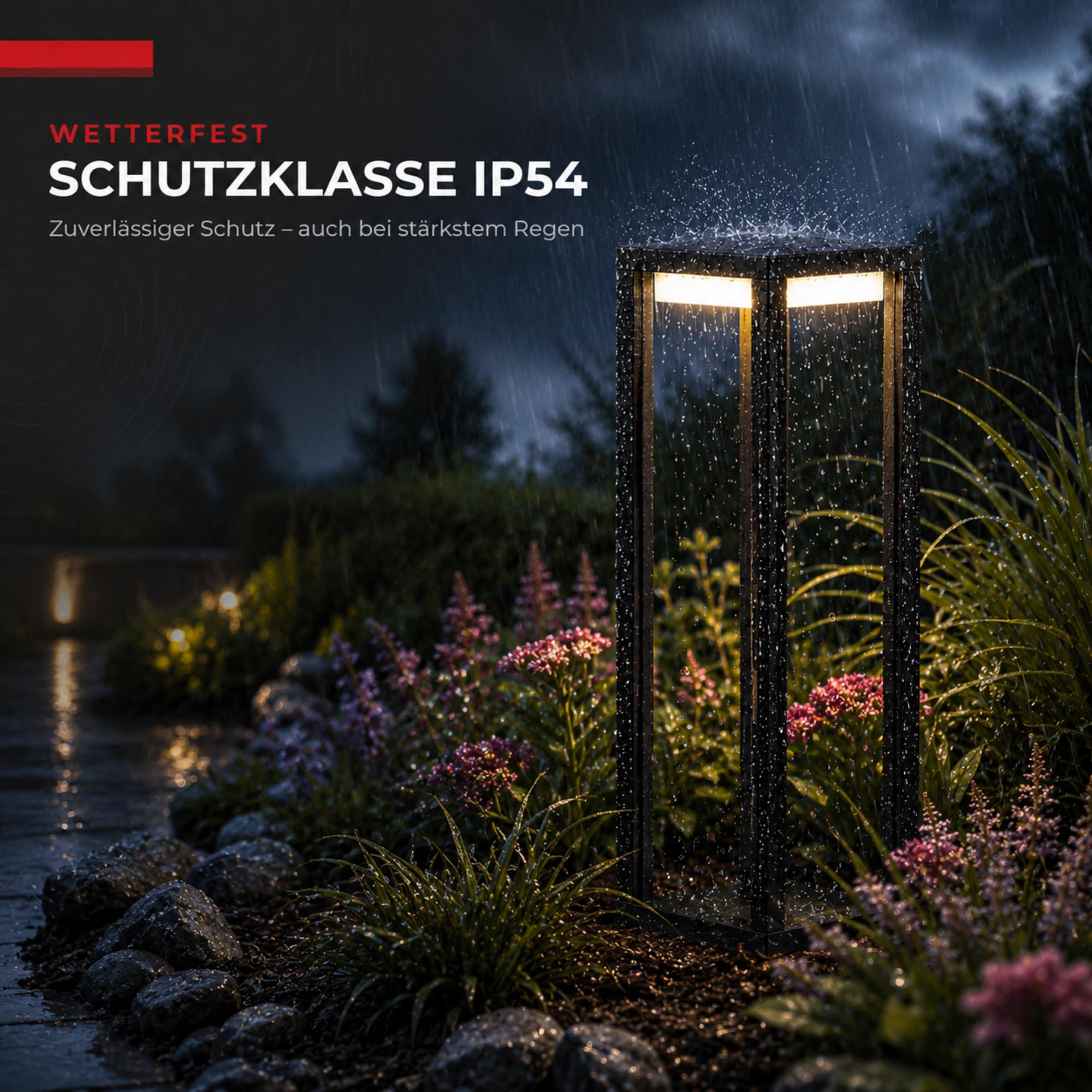 Maxkomfort LED Außenstandleuchte Anthrazit 50cm – Moderne Wegeleuchte IP54 Wetterfest – 3000K Warmweiß 9W – Aluminium Pollerleuchte, 230V
